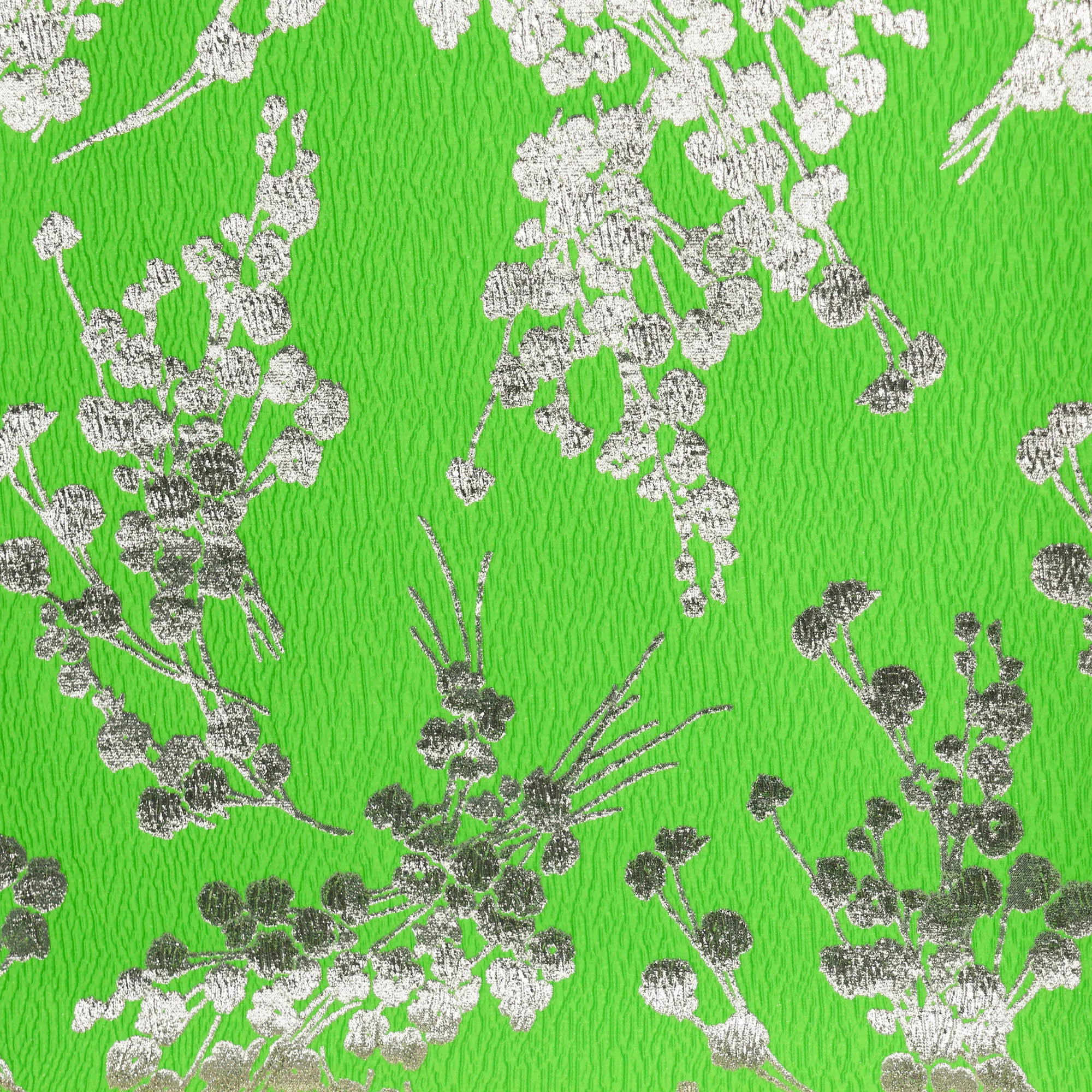 Jacquard reliëf groen met zilveren bloemen - Lorré