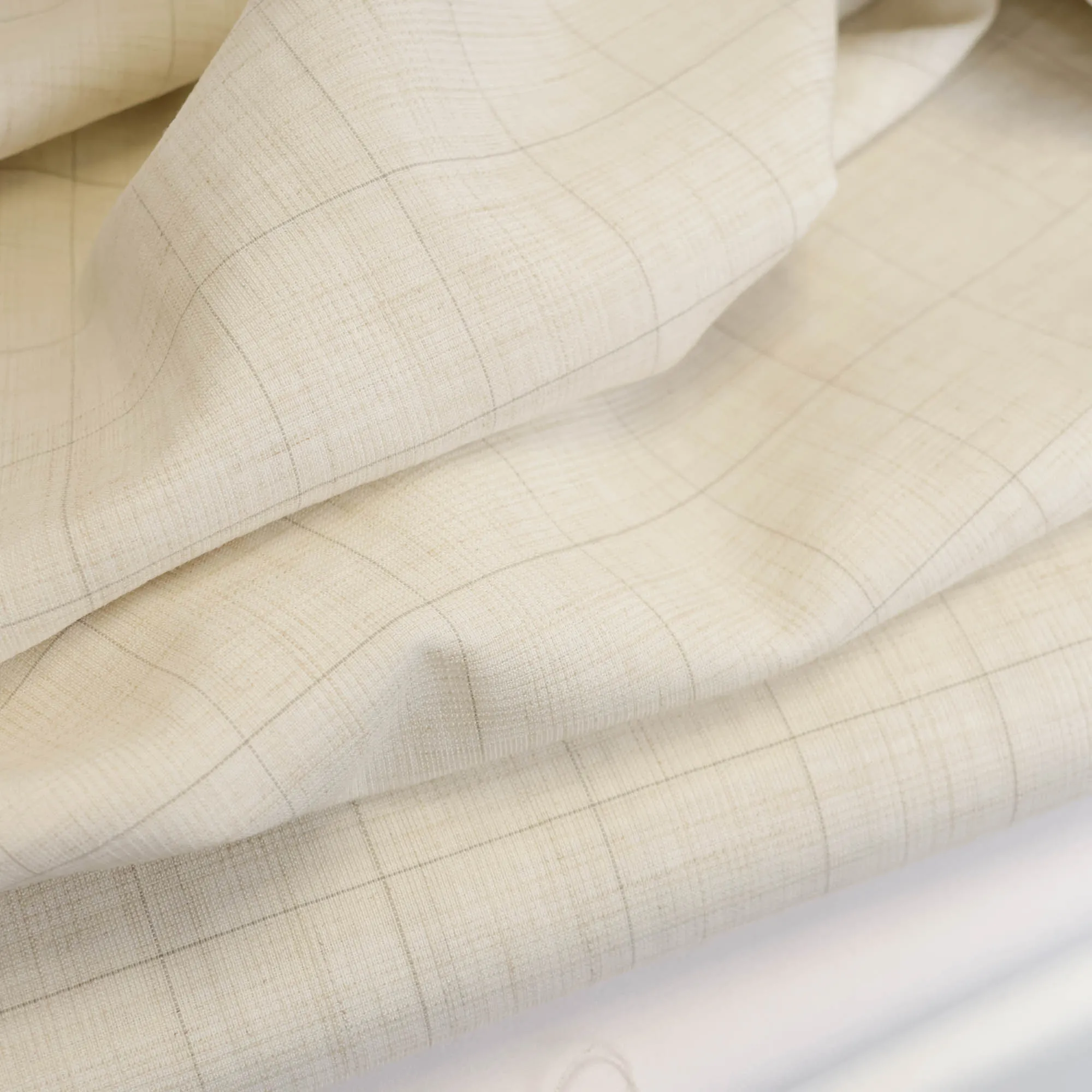 Baumwoll-Leinen beige kariert