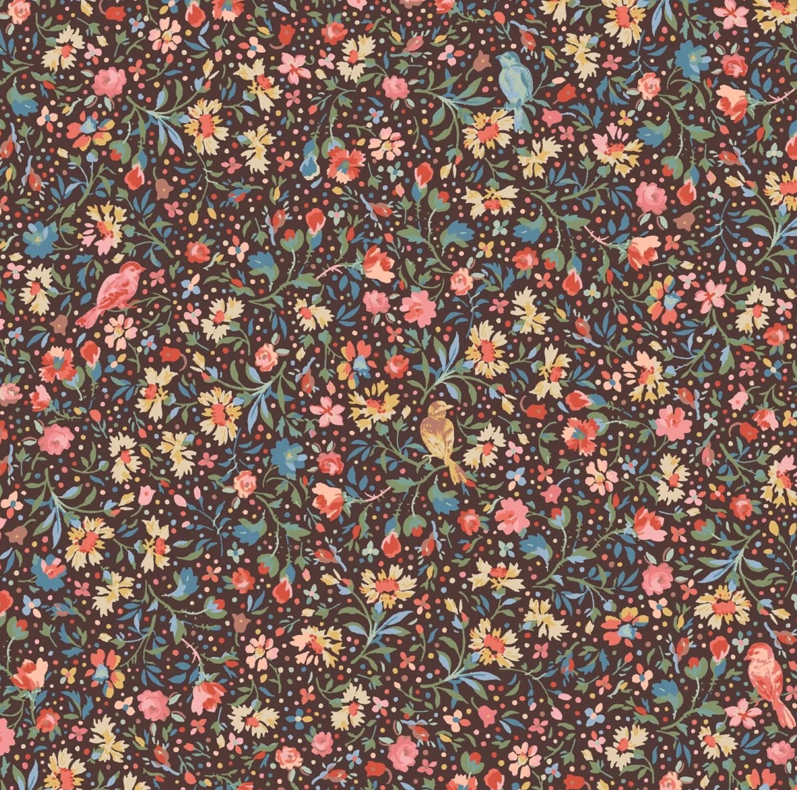 Baumwolle Braun mit Blumenmuster