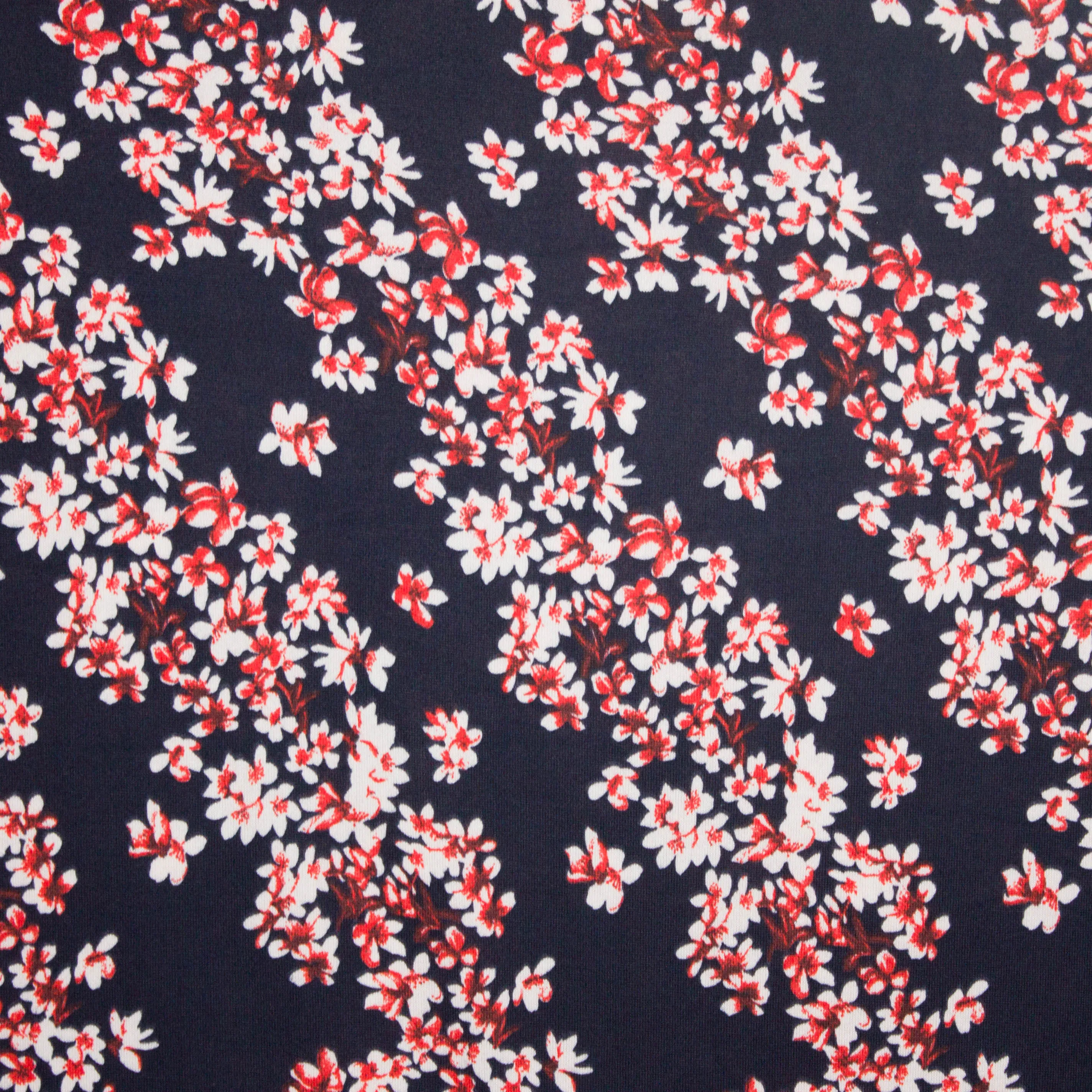Breitje donkerblauw bloesem motief
