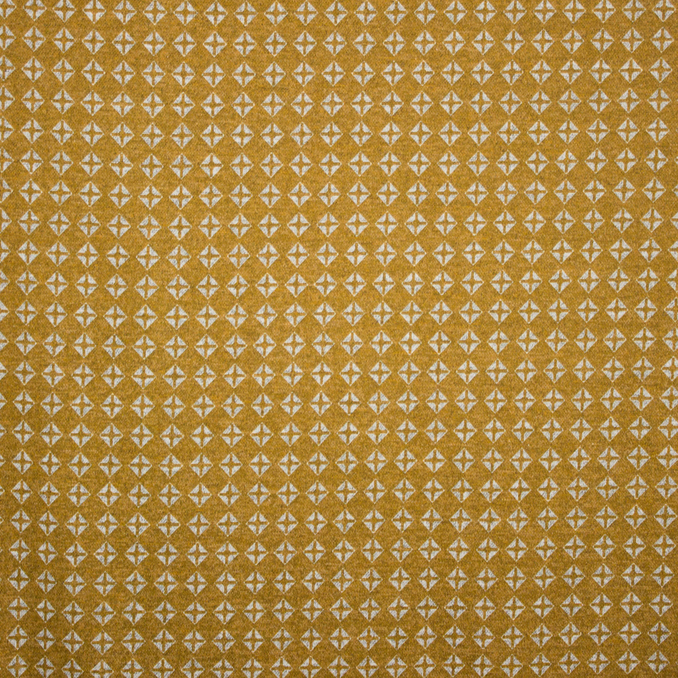 Mosterdgele gebreide stof met abstract motief van Stitched By You