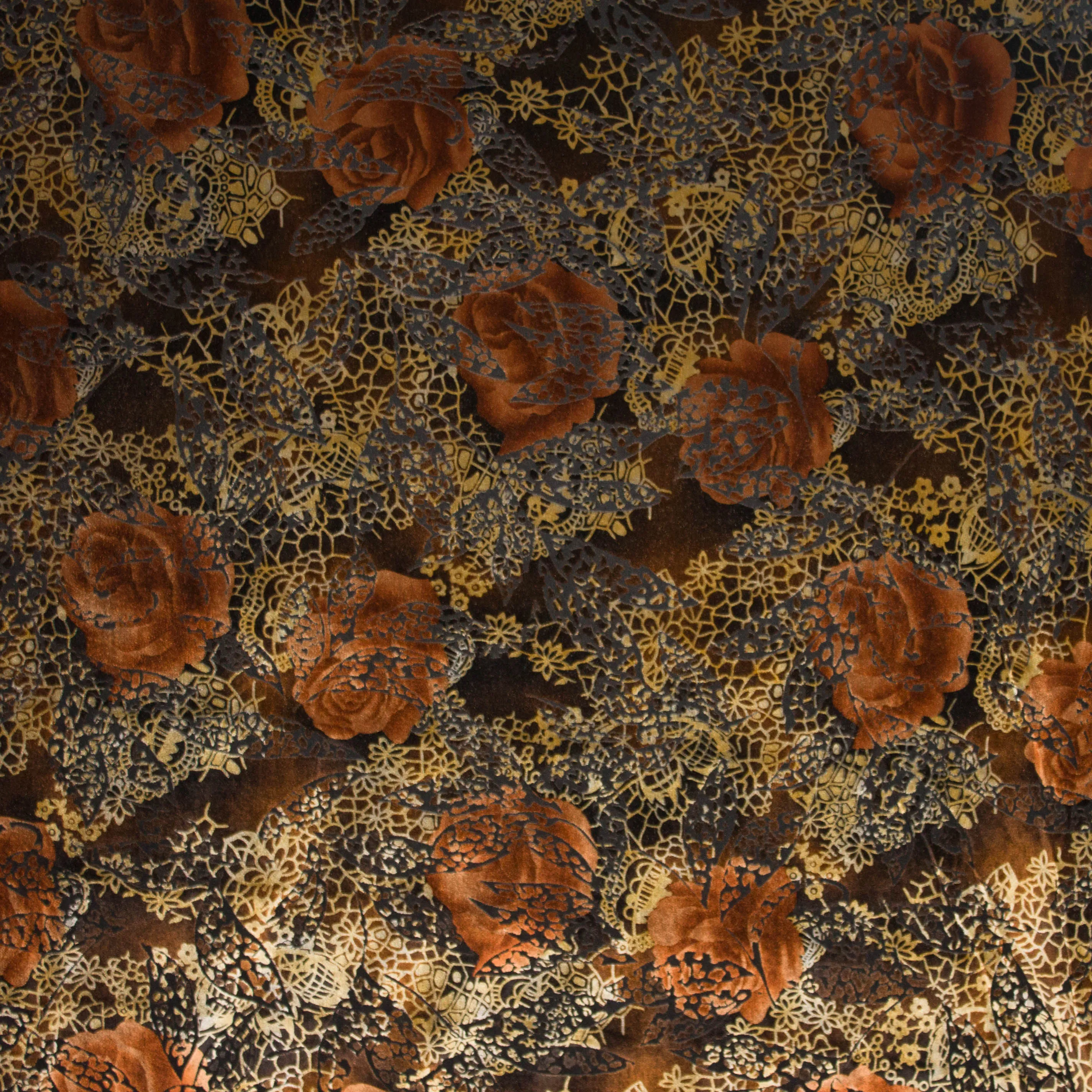 Stretch polyester met bloem motief