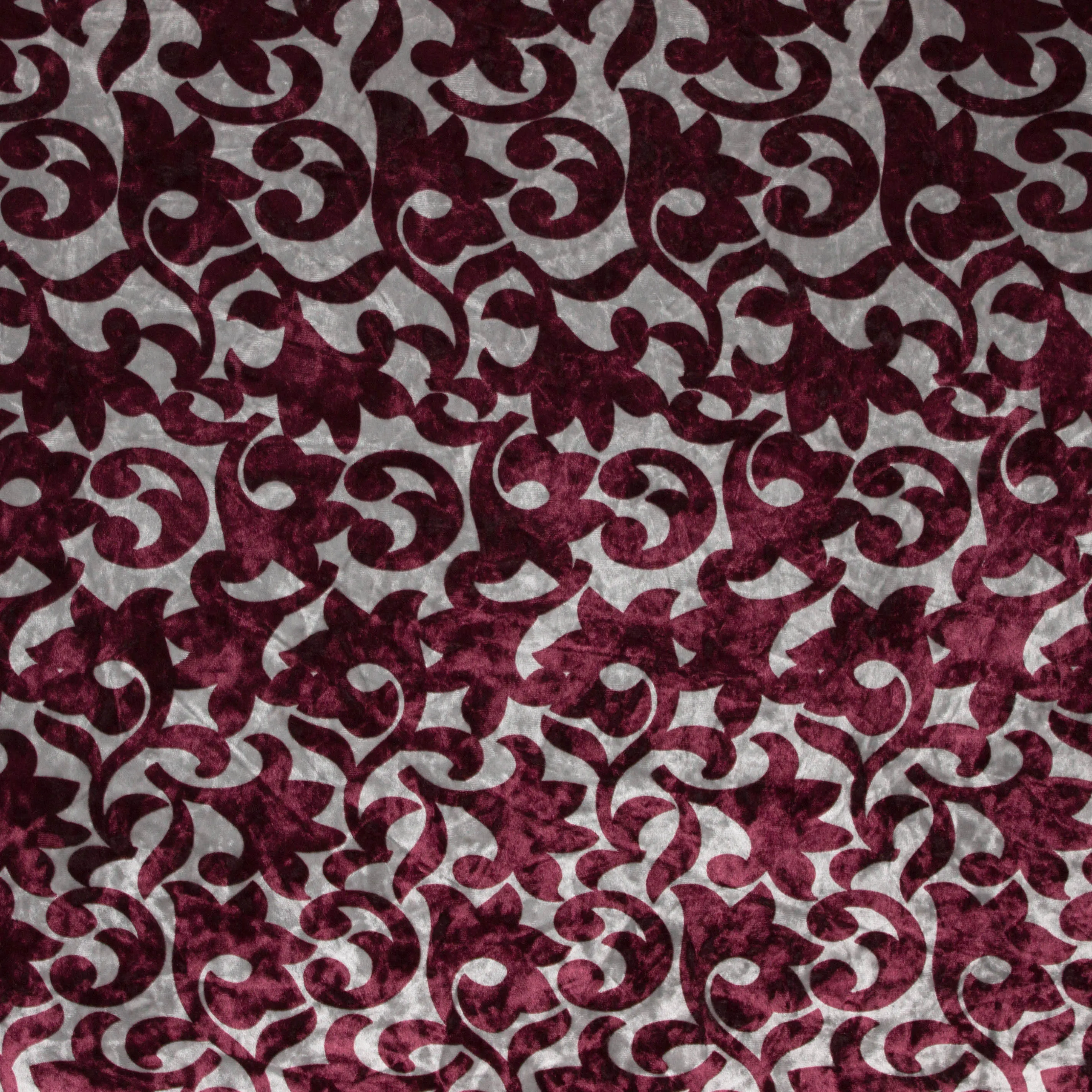 Stretch velours/fluweel in bordeau en ecru