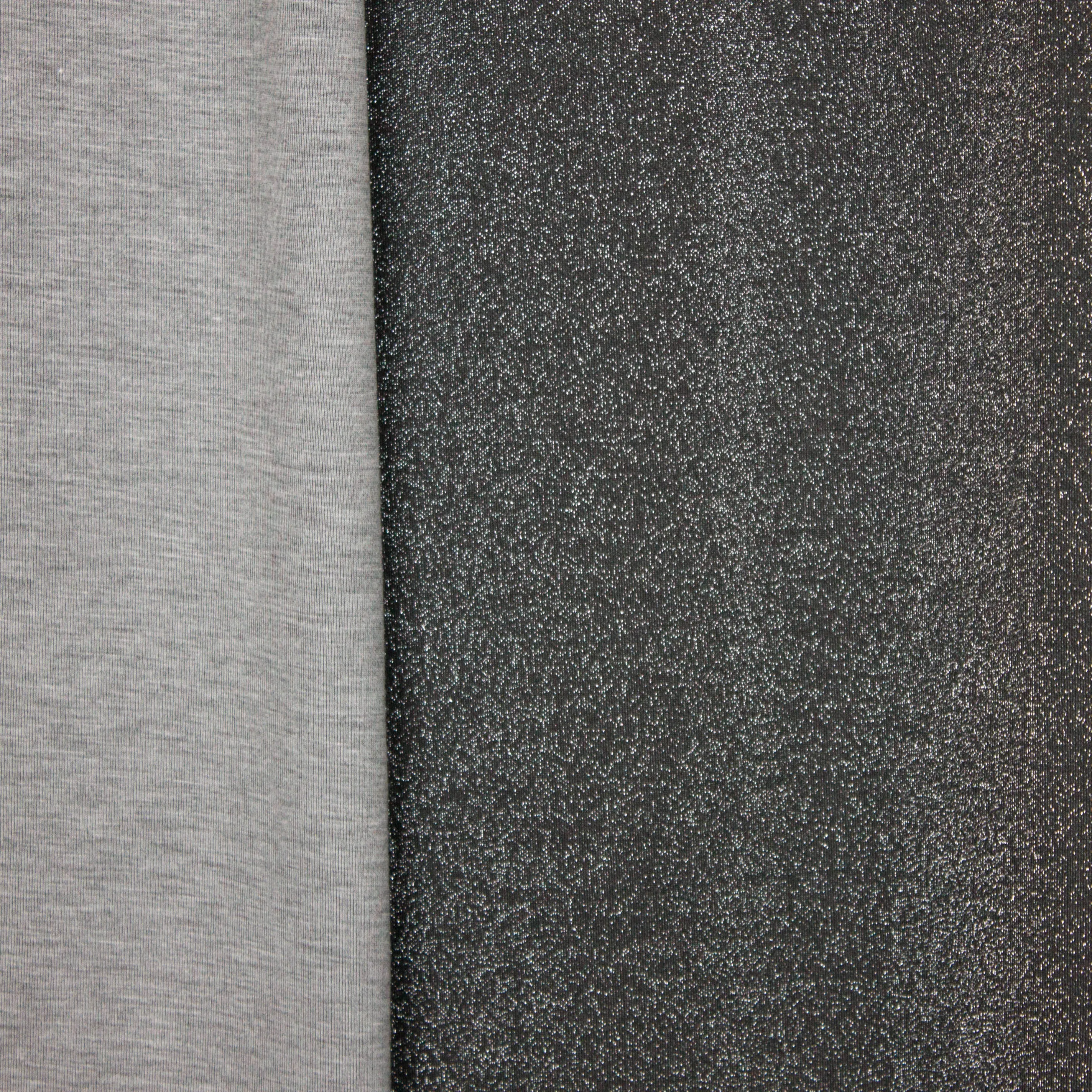 Antraciet met zilveren glitters tricot, double face