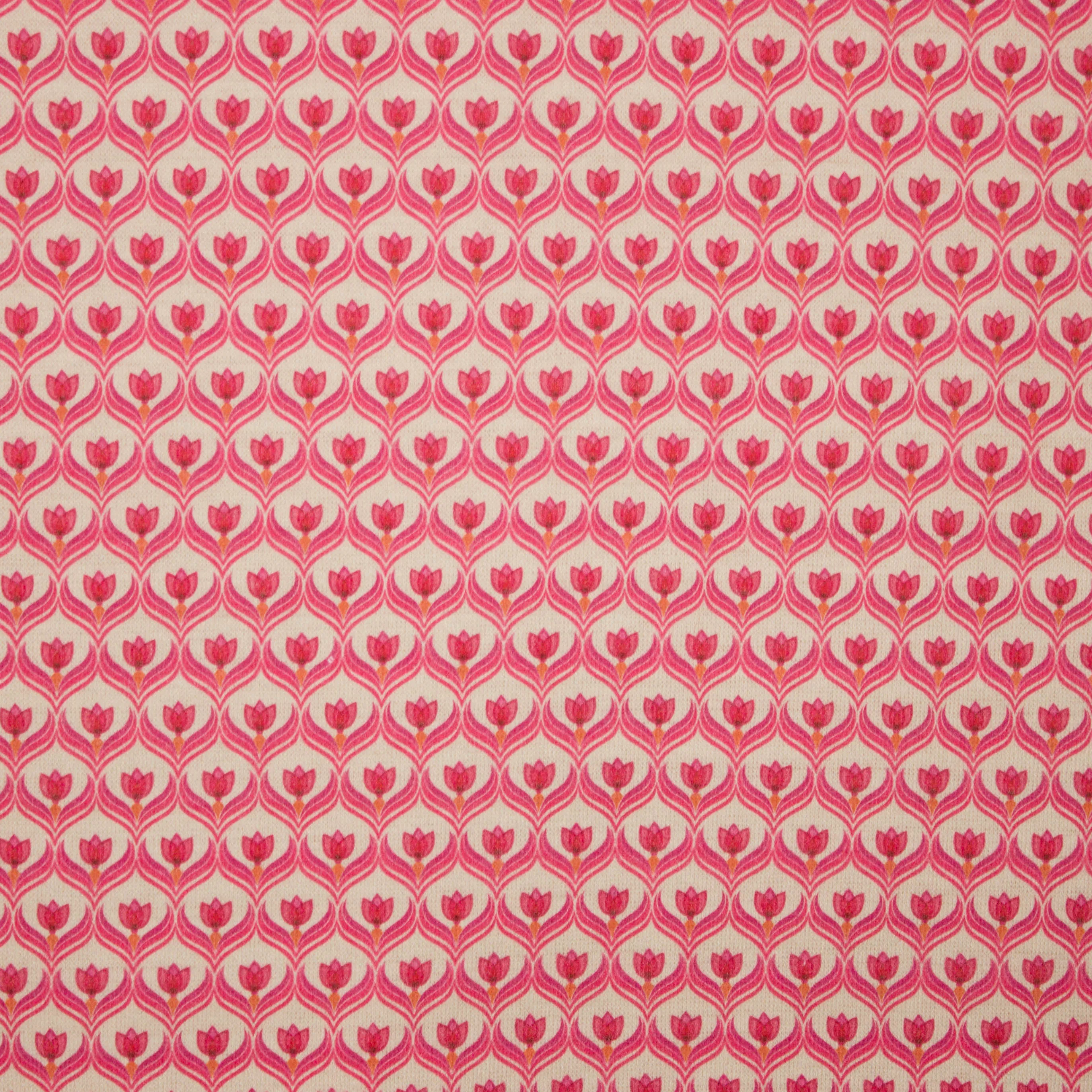 Breistof lichtroze met roze tulpen