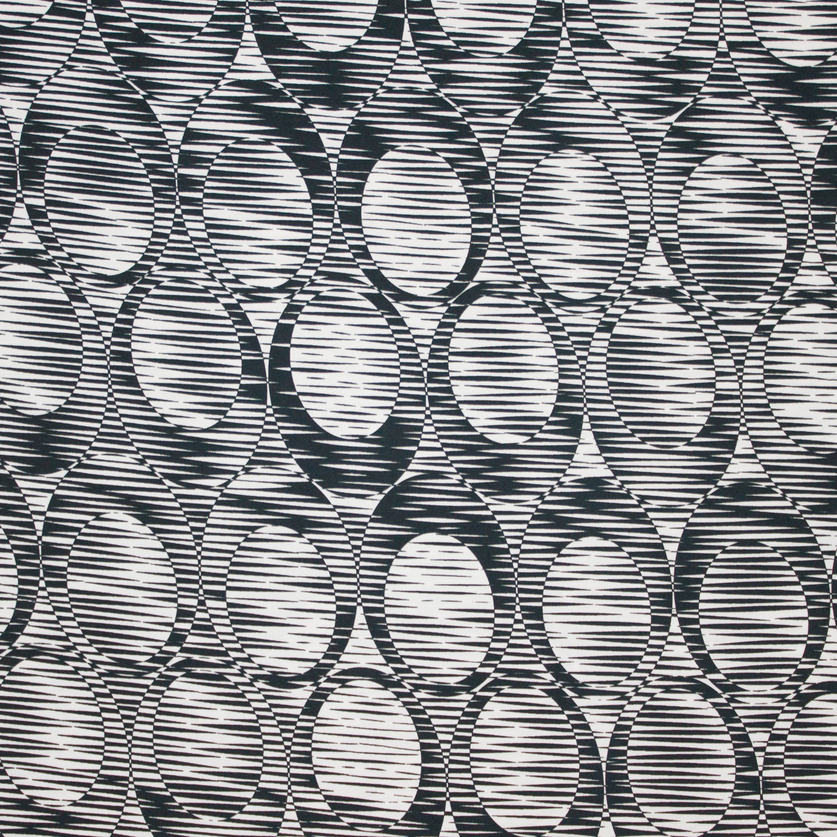 Polyester in zwart en ecru met abstract motief