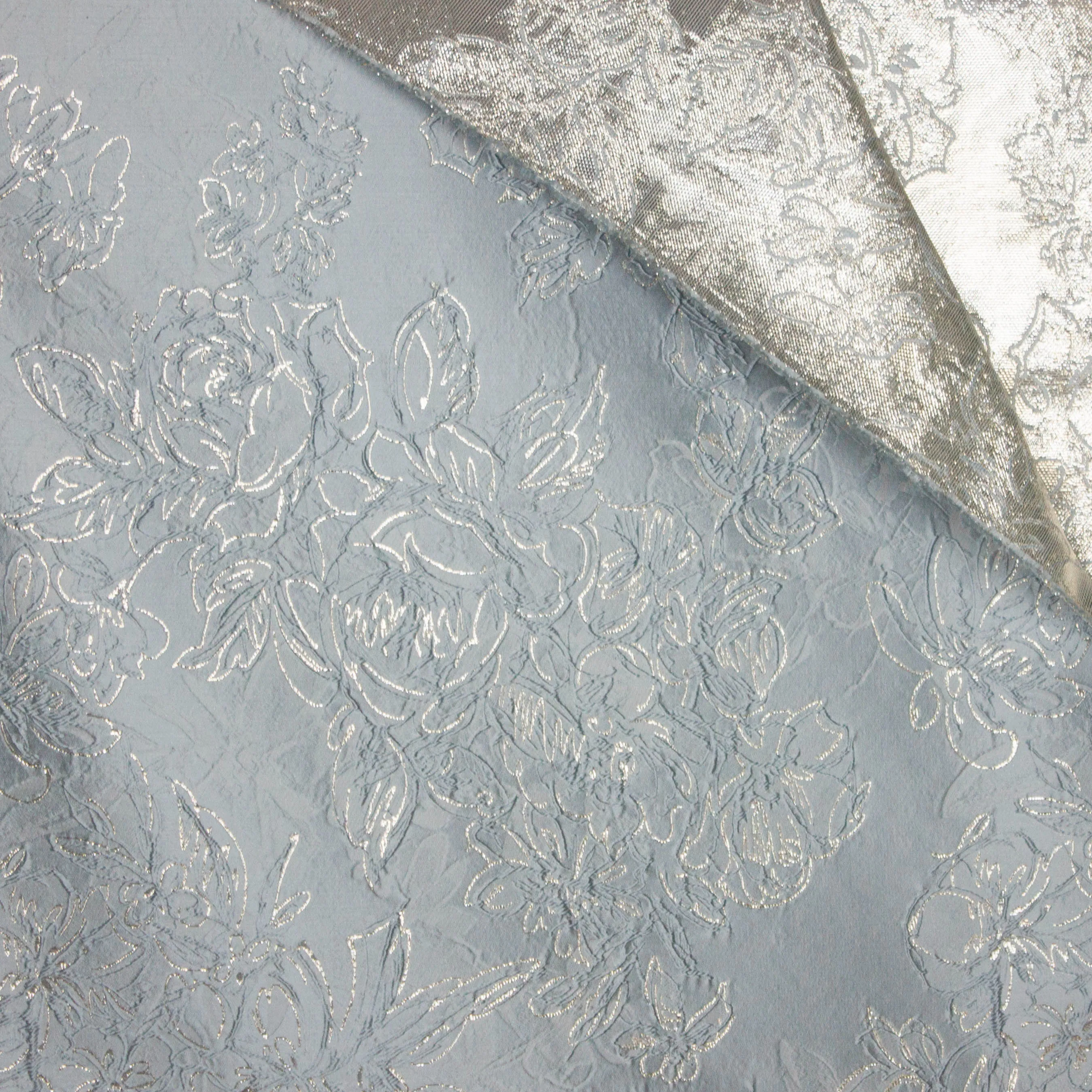 Jacquard double face blauw zilver