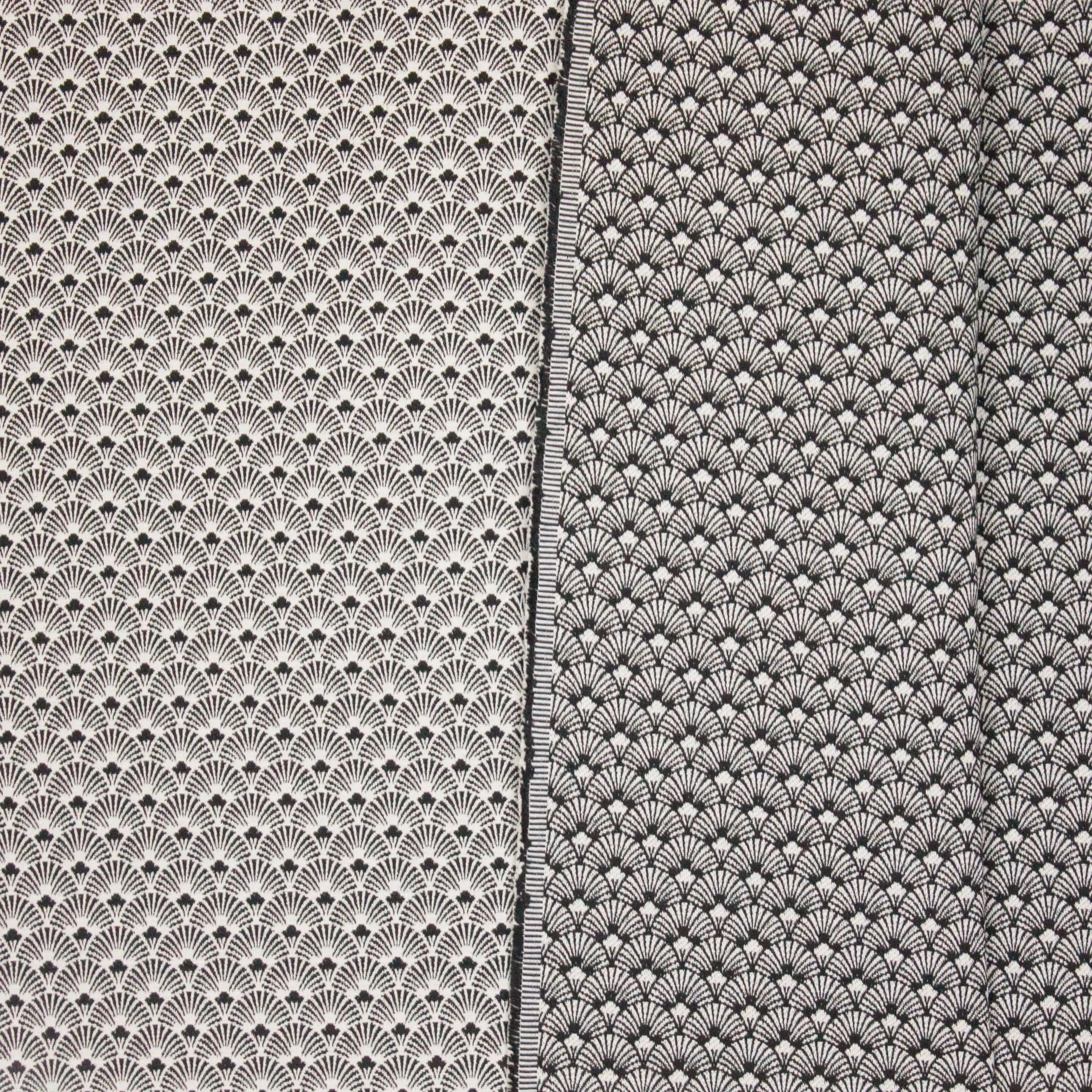 Jacquard double face zwart wit fantasie motief