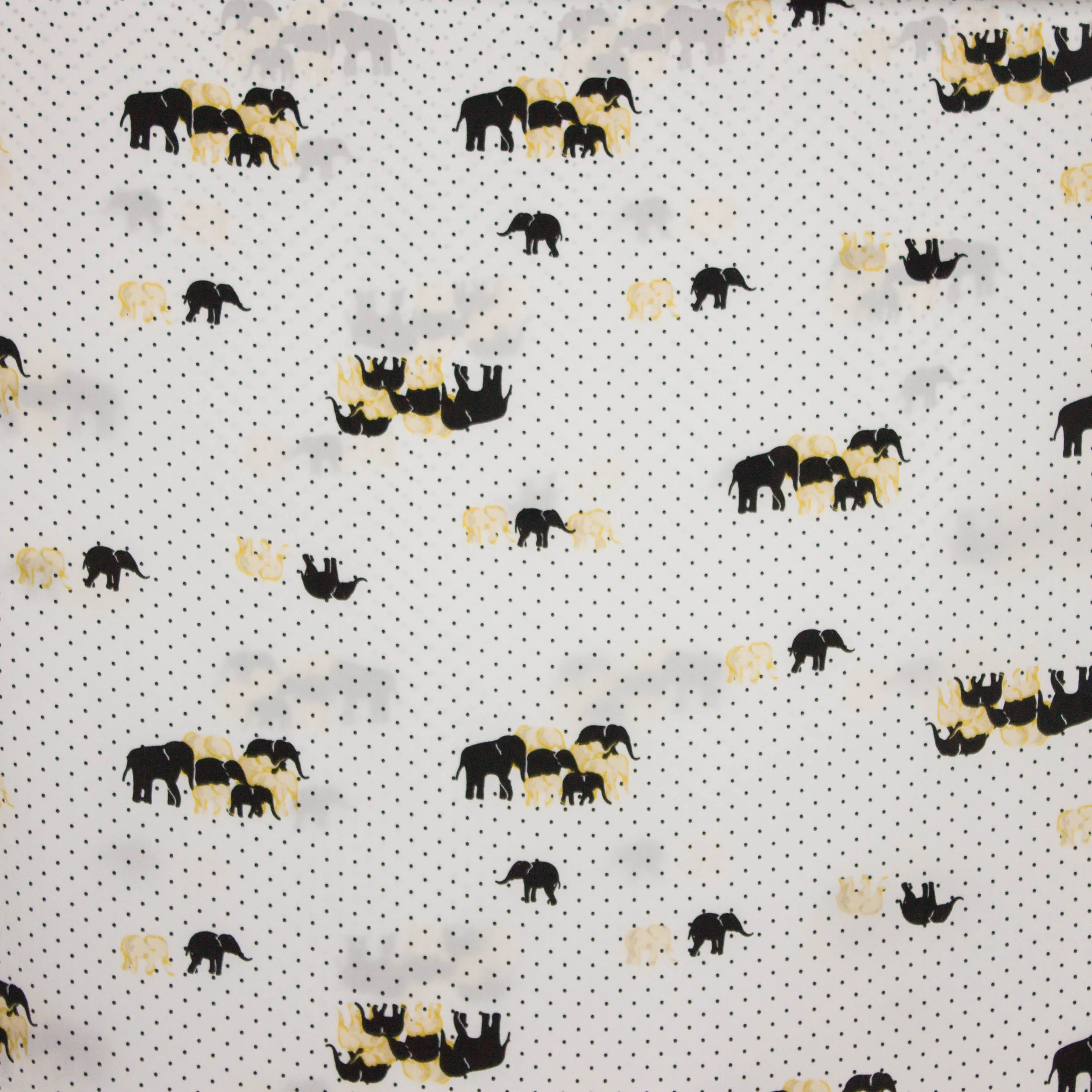 Polyester wit zwart polkadot olifanten