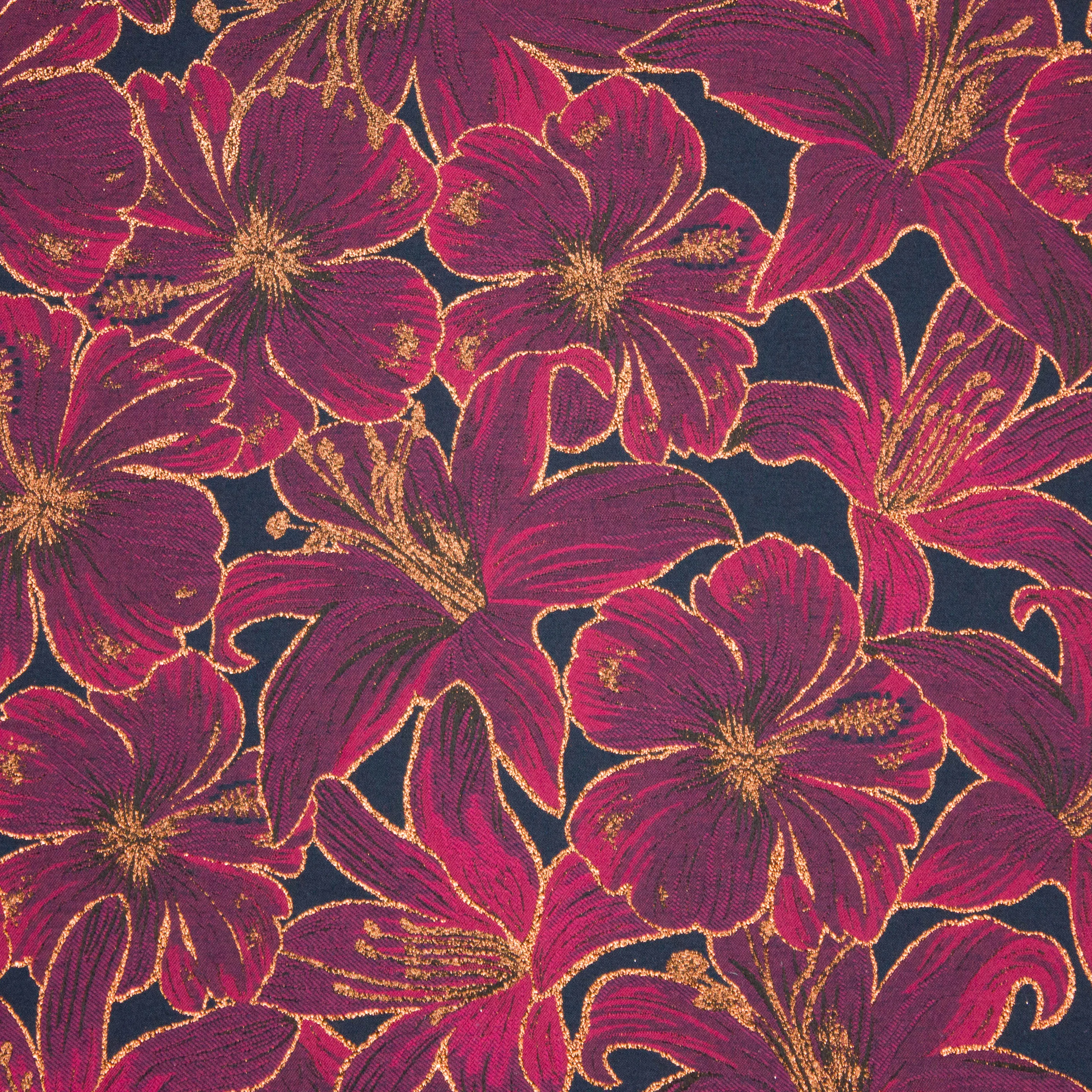 Zwarte jacquard met bordeaux bloemen