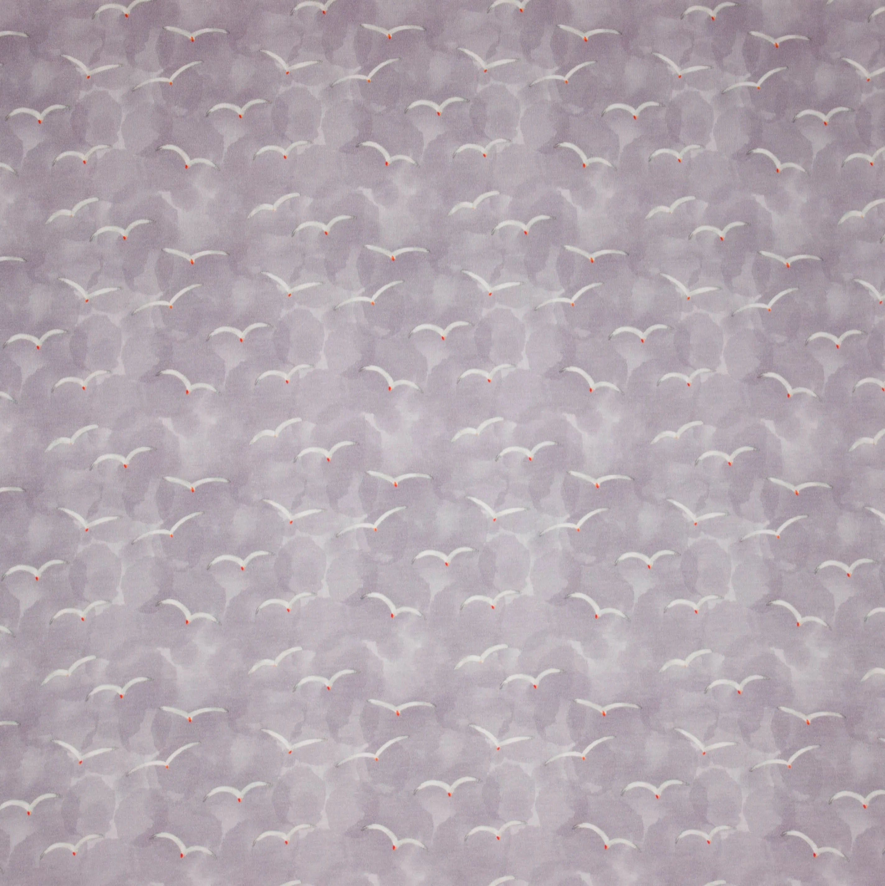 Viscose tricot lila vogel motief