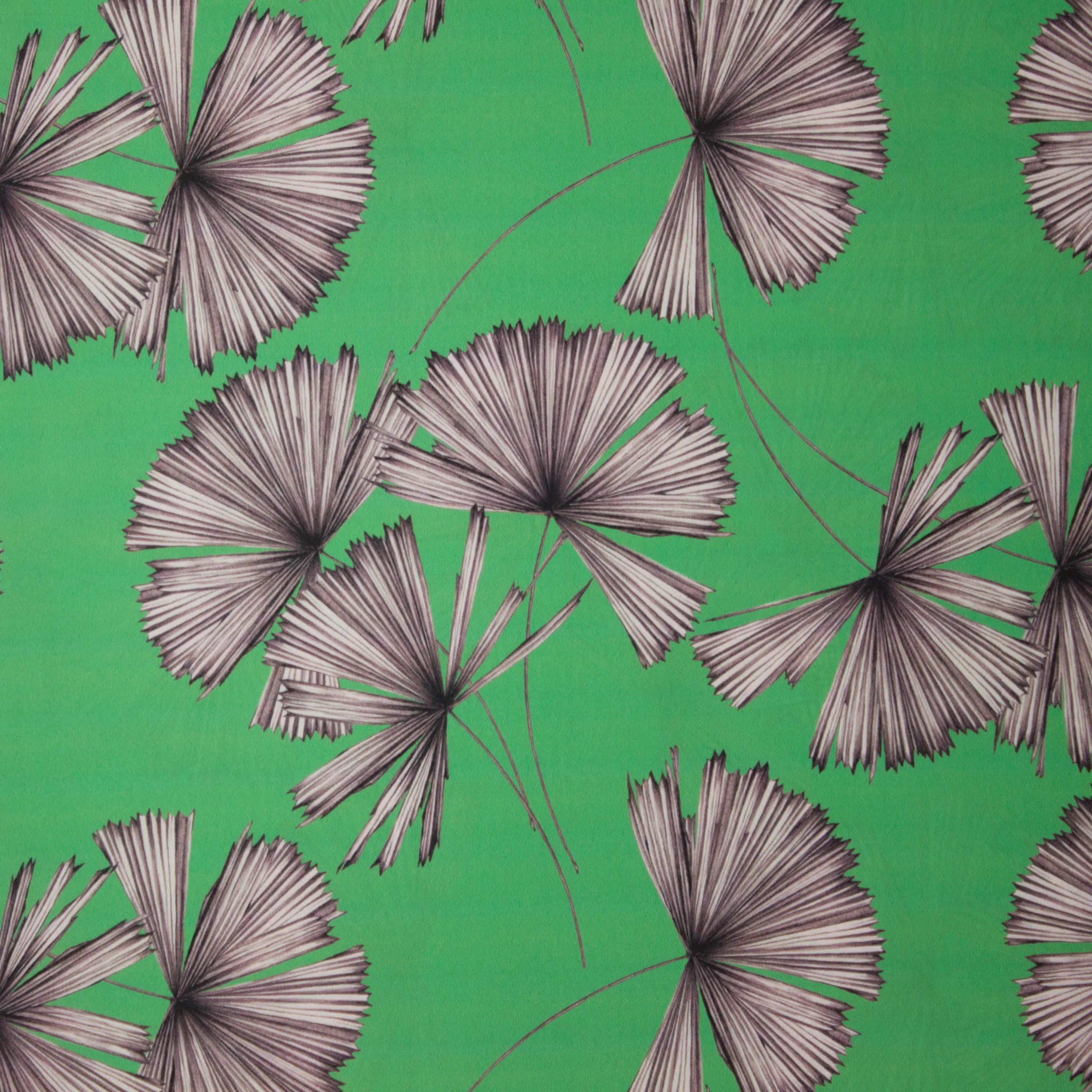 Groene polyester met plantmotief - John Kaldor