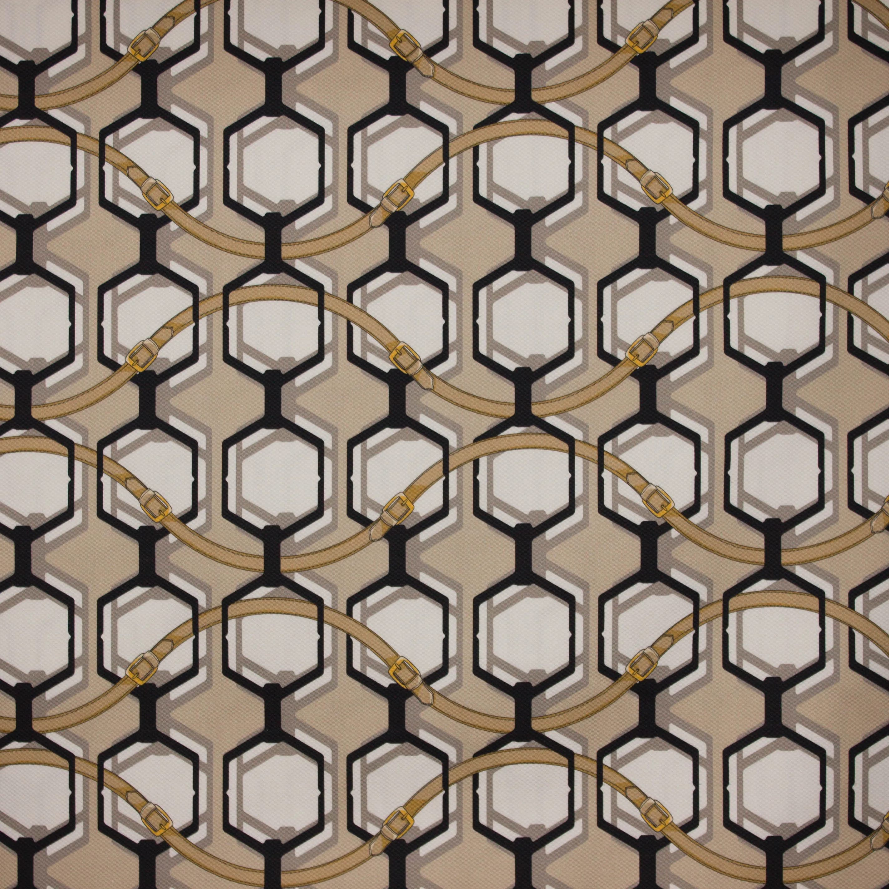 Piqué met riem print en geometrische figuren