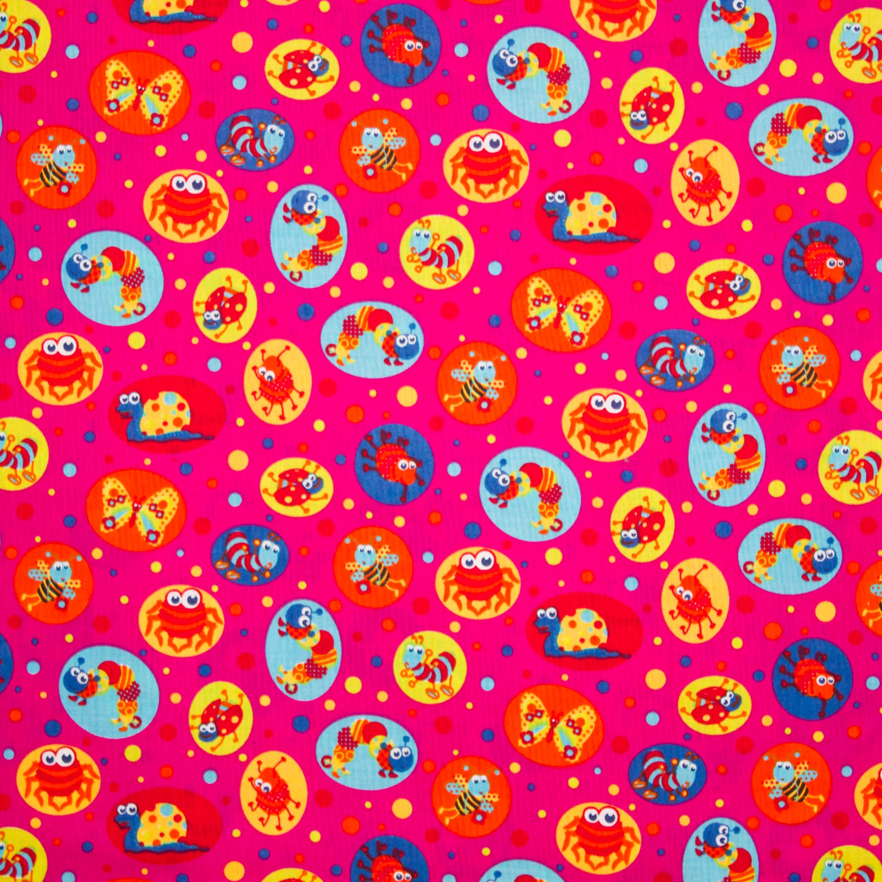 Katoen roze beestjes motief