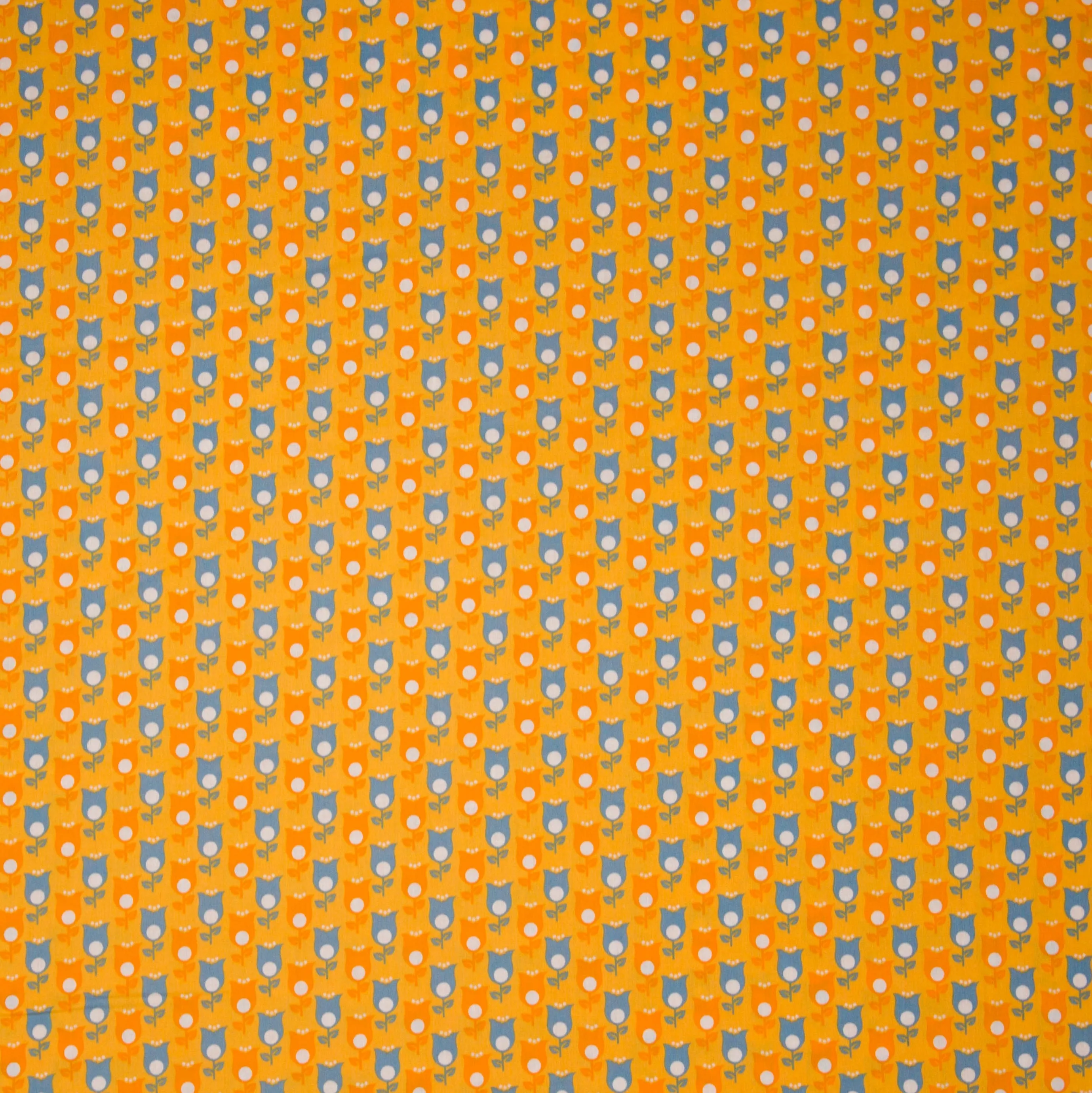Katoen oranje tulpen motief