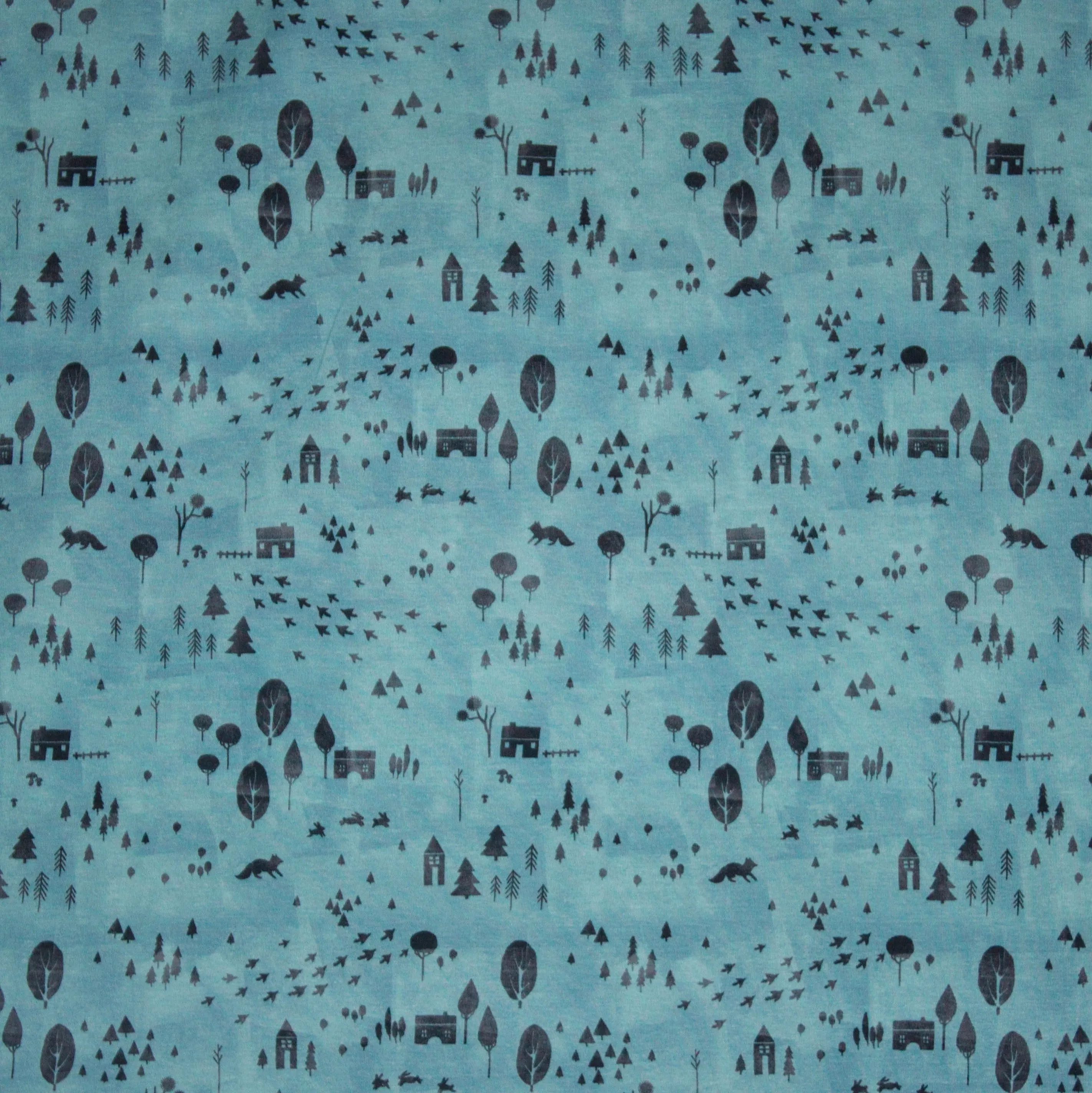 Tricot blauw landschap motief