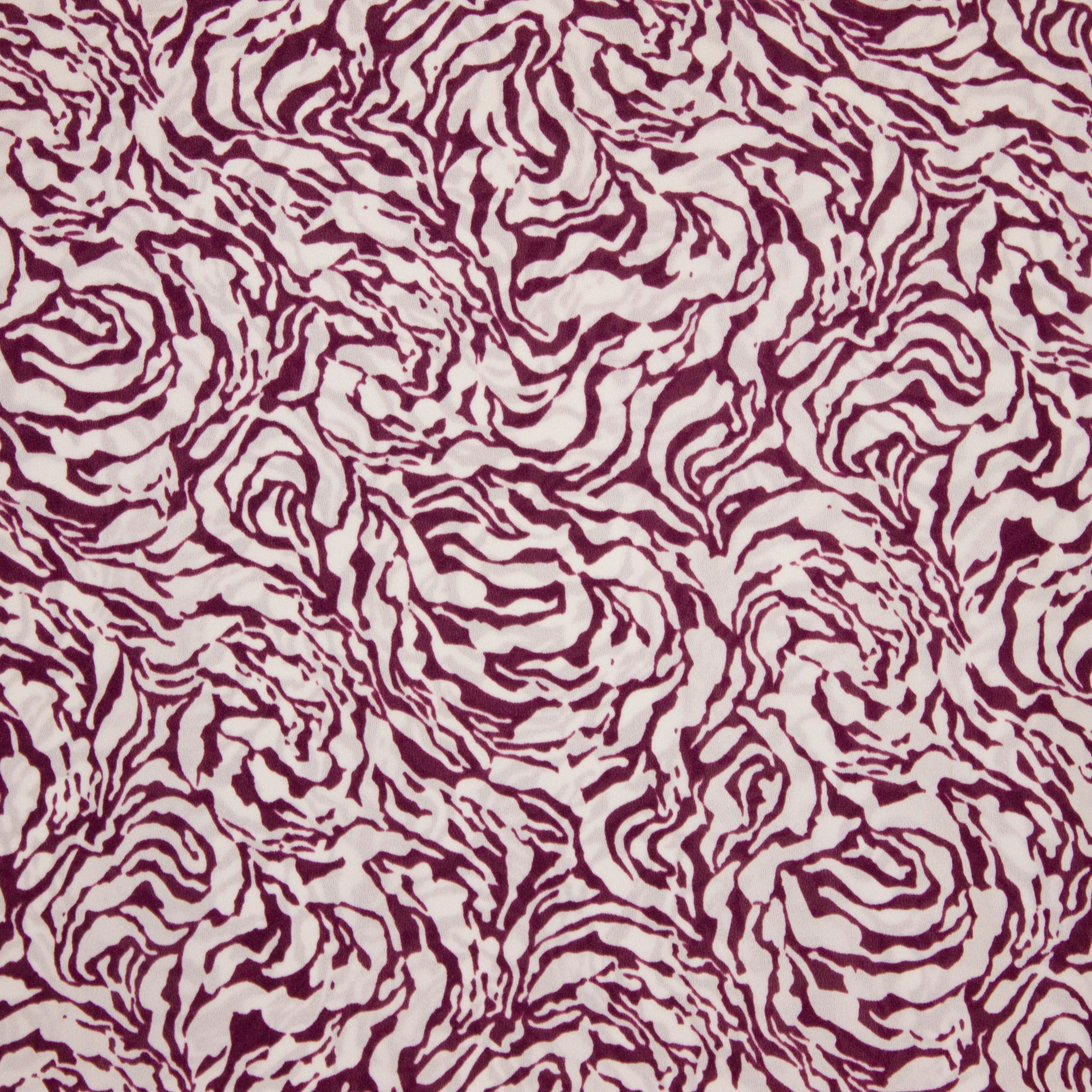 Witte viscose met bordeaux motief