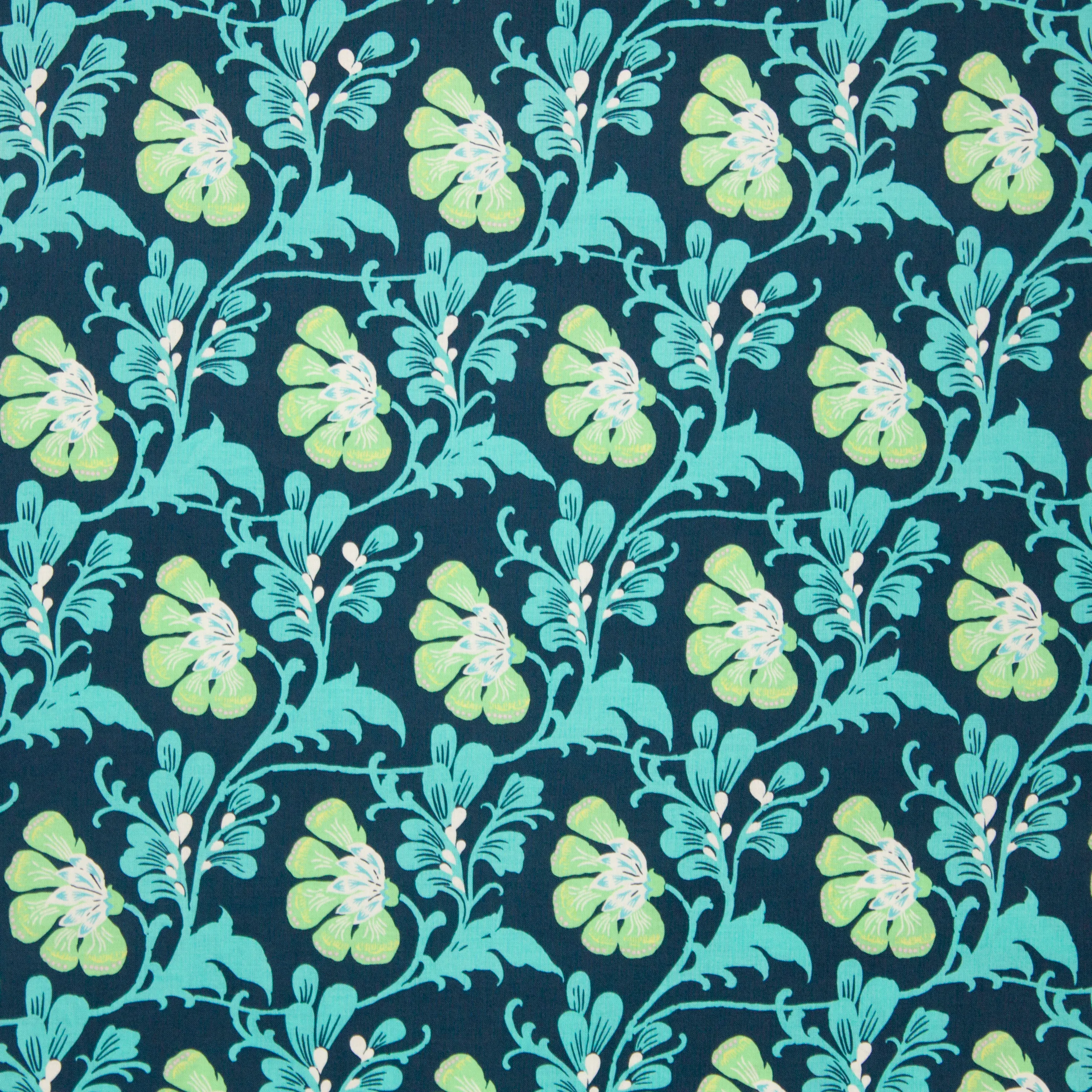 Blauwe katoen met bloemen