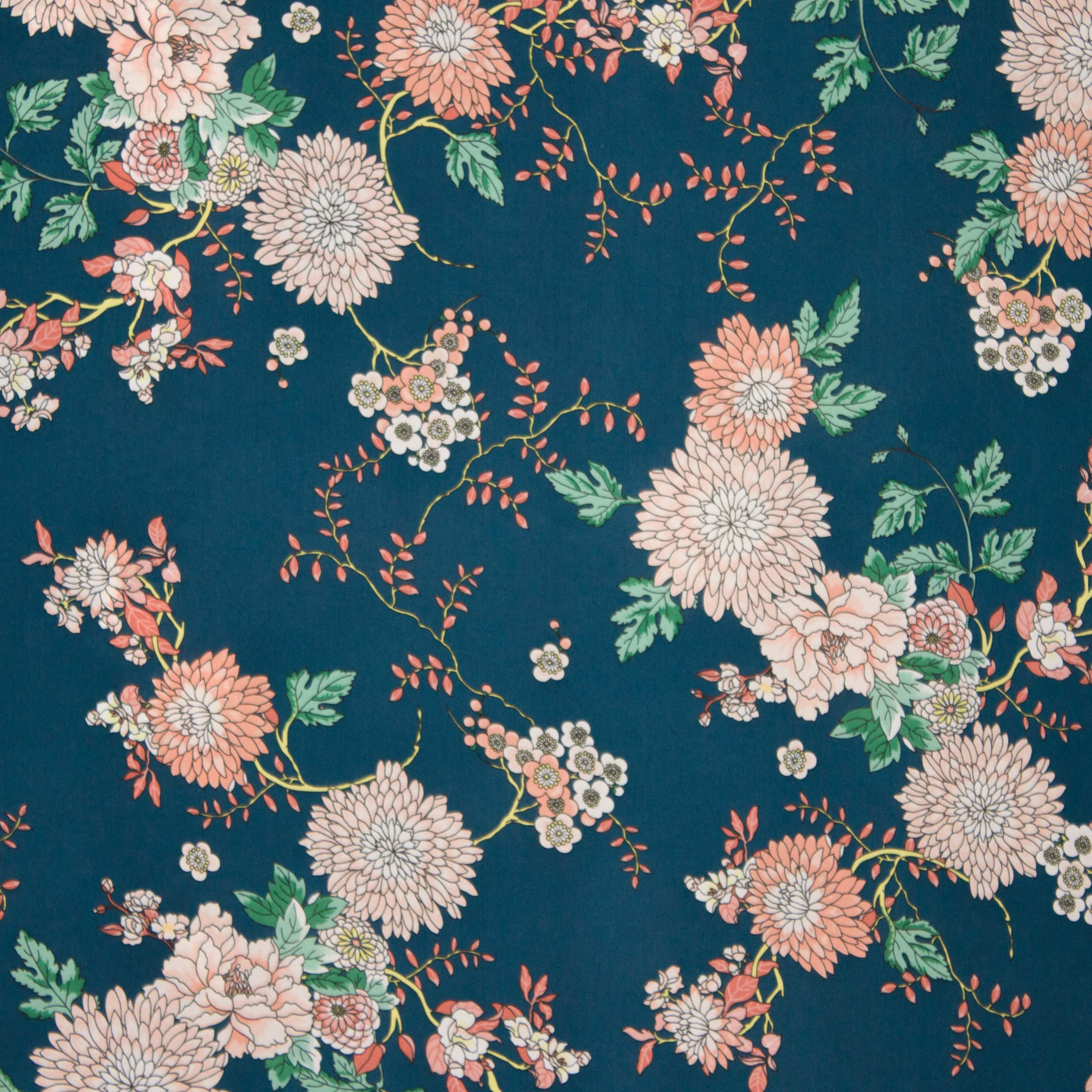 Petrol polyester met bloemen
