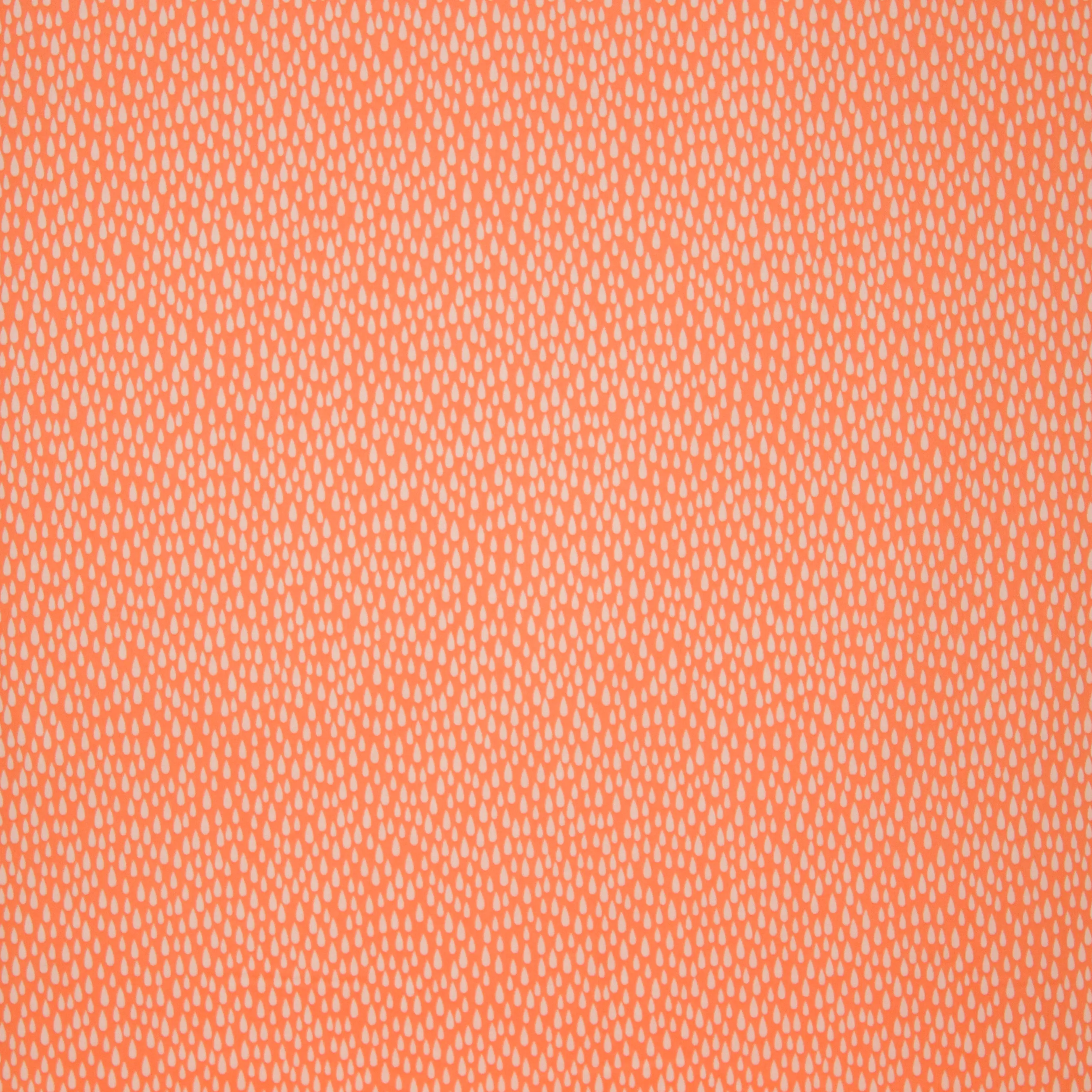 Oranje katoen met wit druppelvormig motief