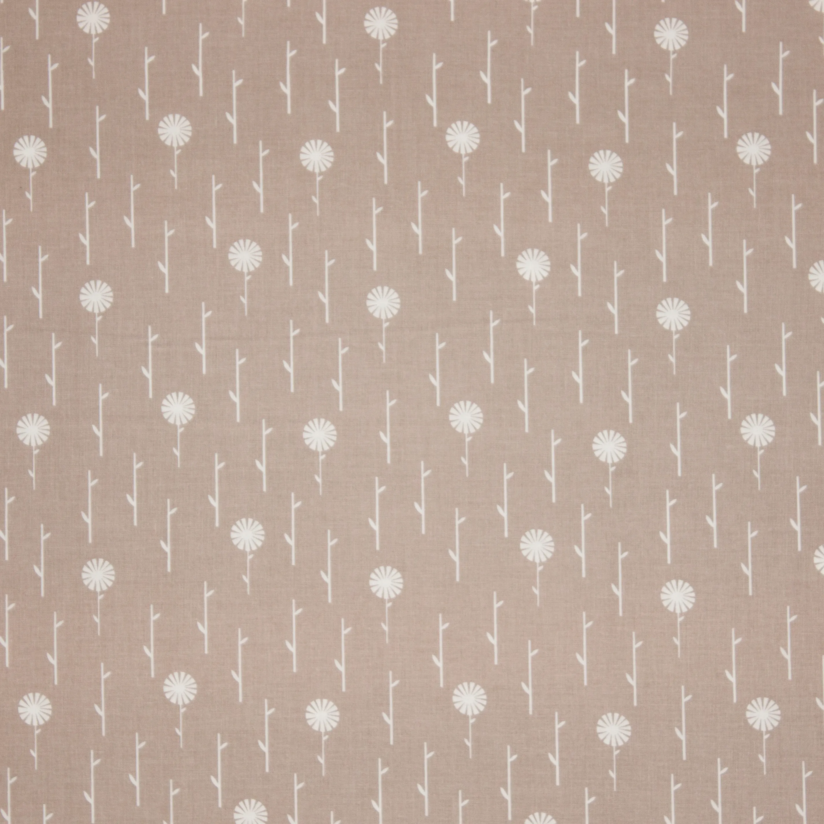 Taupe katoen met witte bloemen en takken