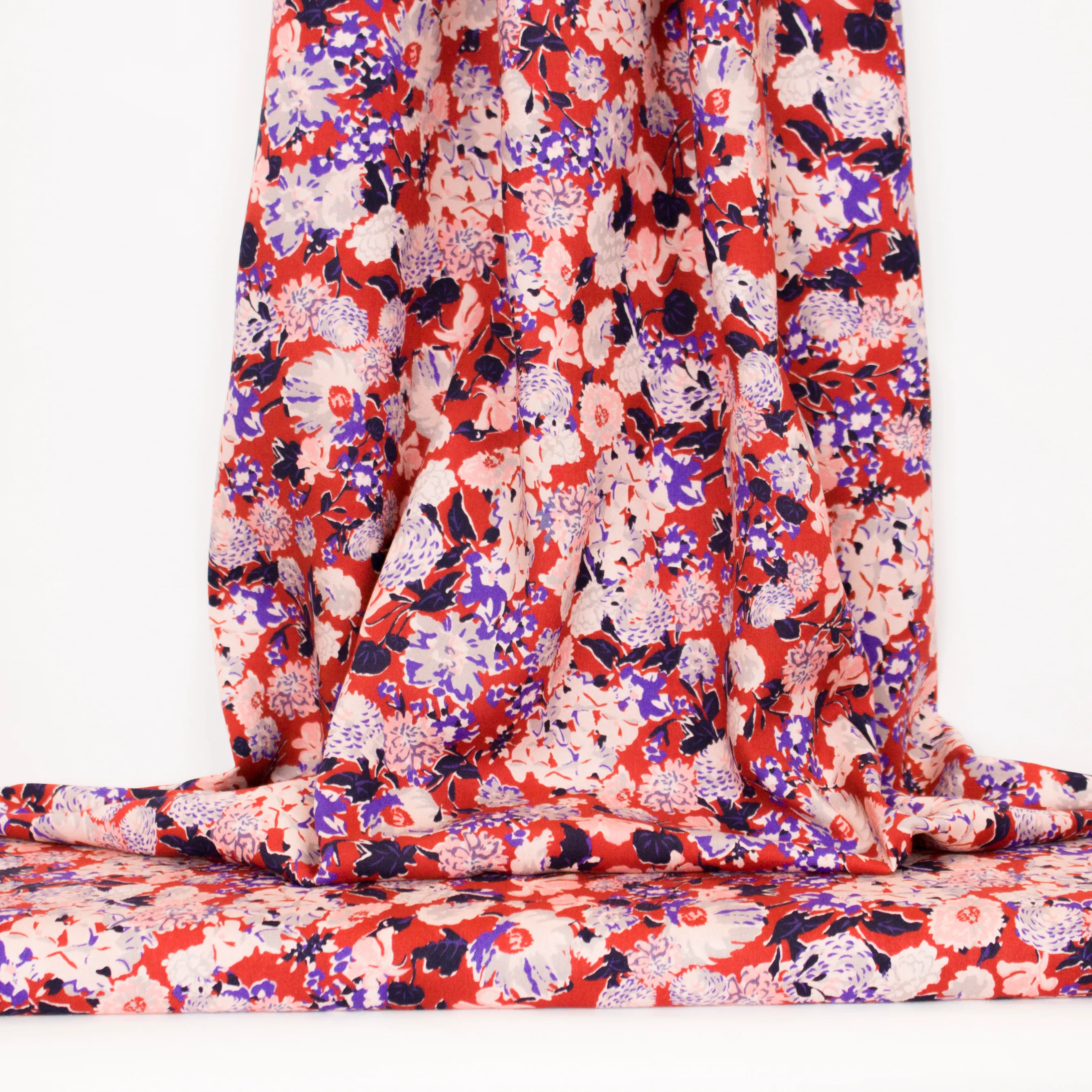 Rode viscose met bloemen - La Maison Victor
