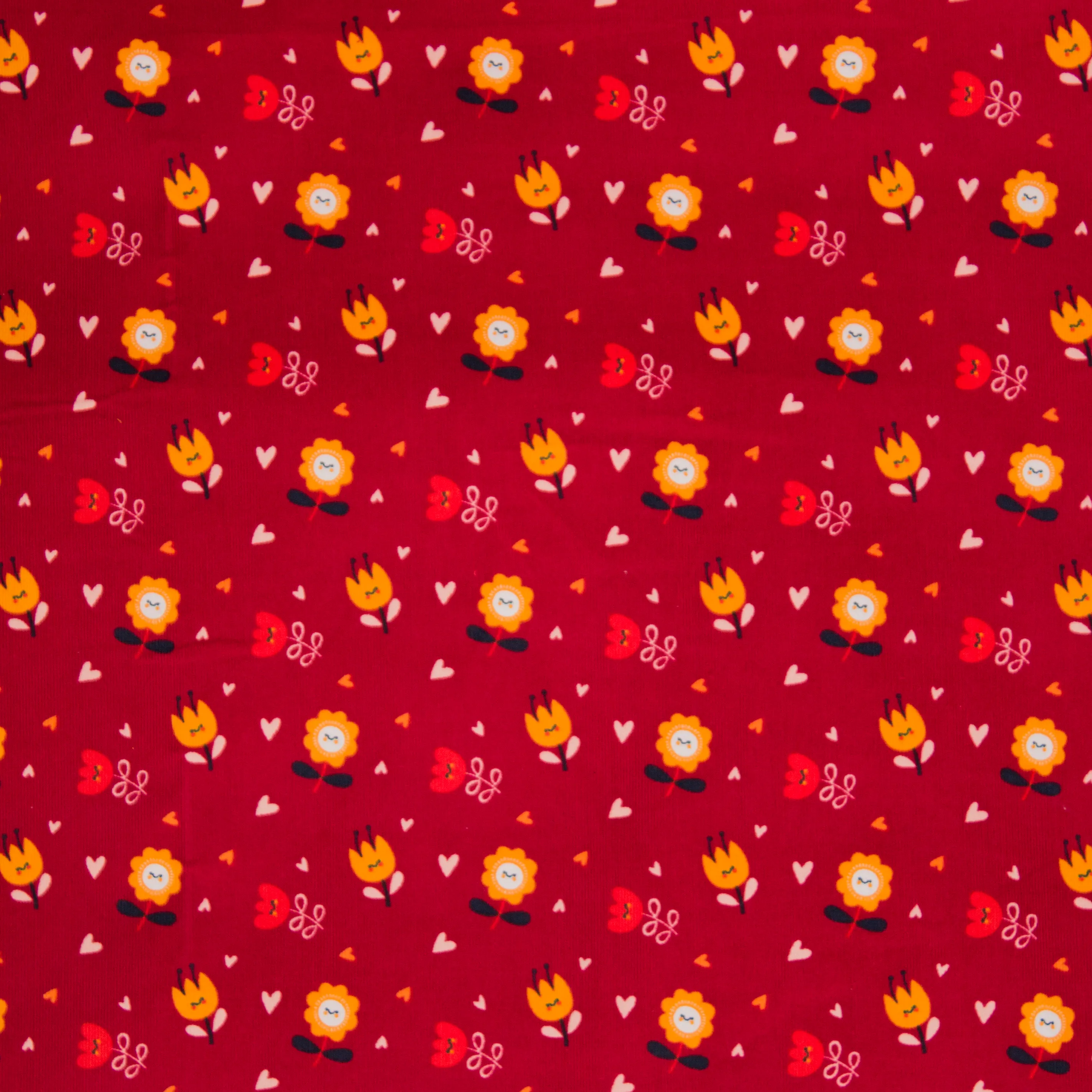 Geribbelde  katoen met bloemetjes - Little Darling