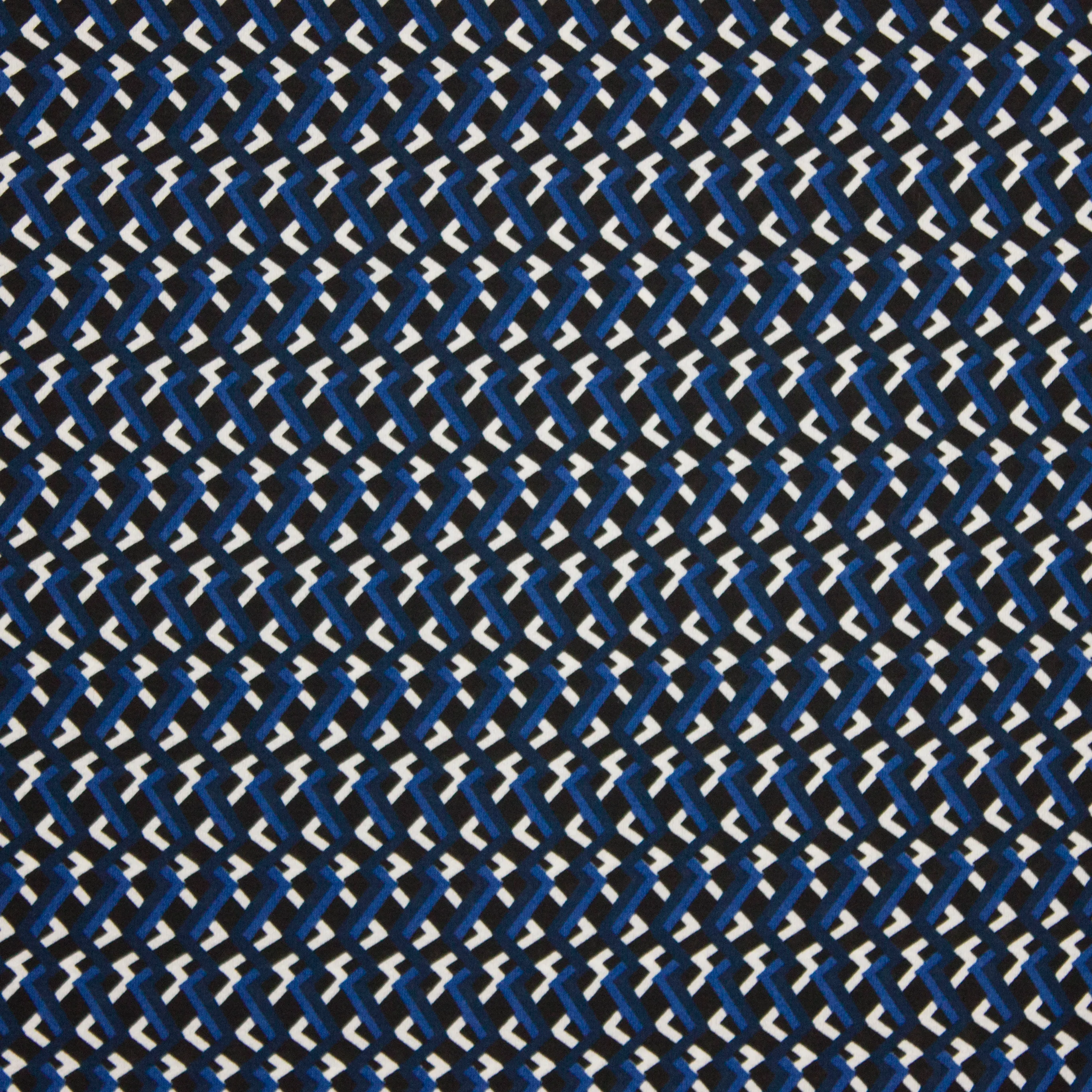 Zwarte polyester met blauwe en witte strepen