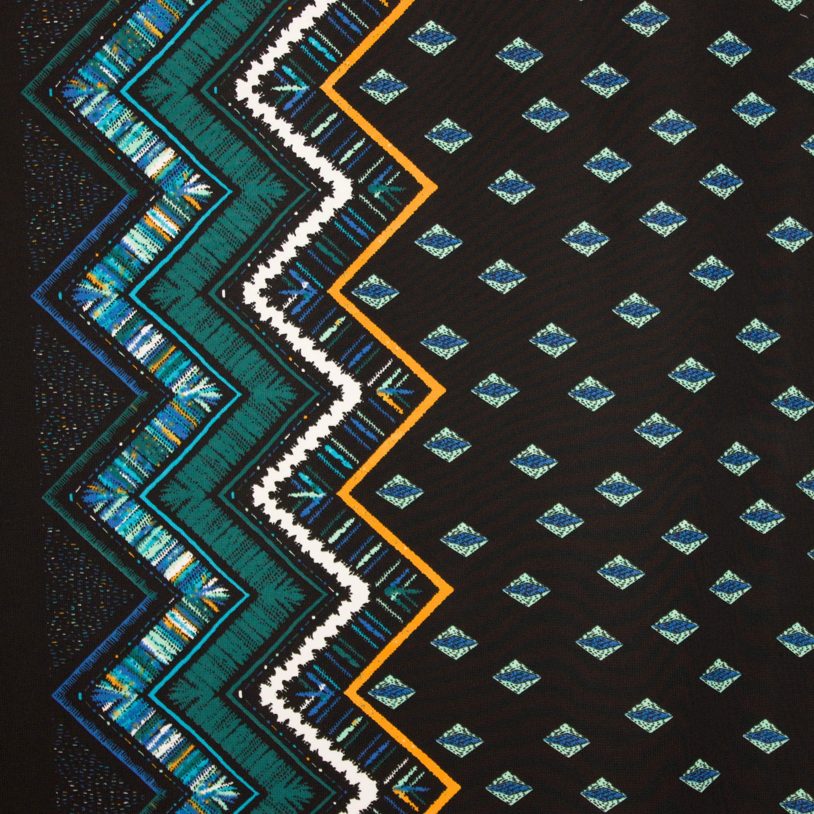 Zwarte rekbare polyester met abstract motief - My Image