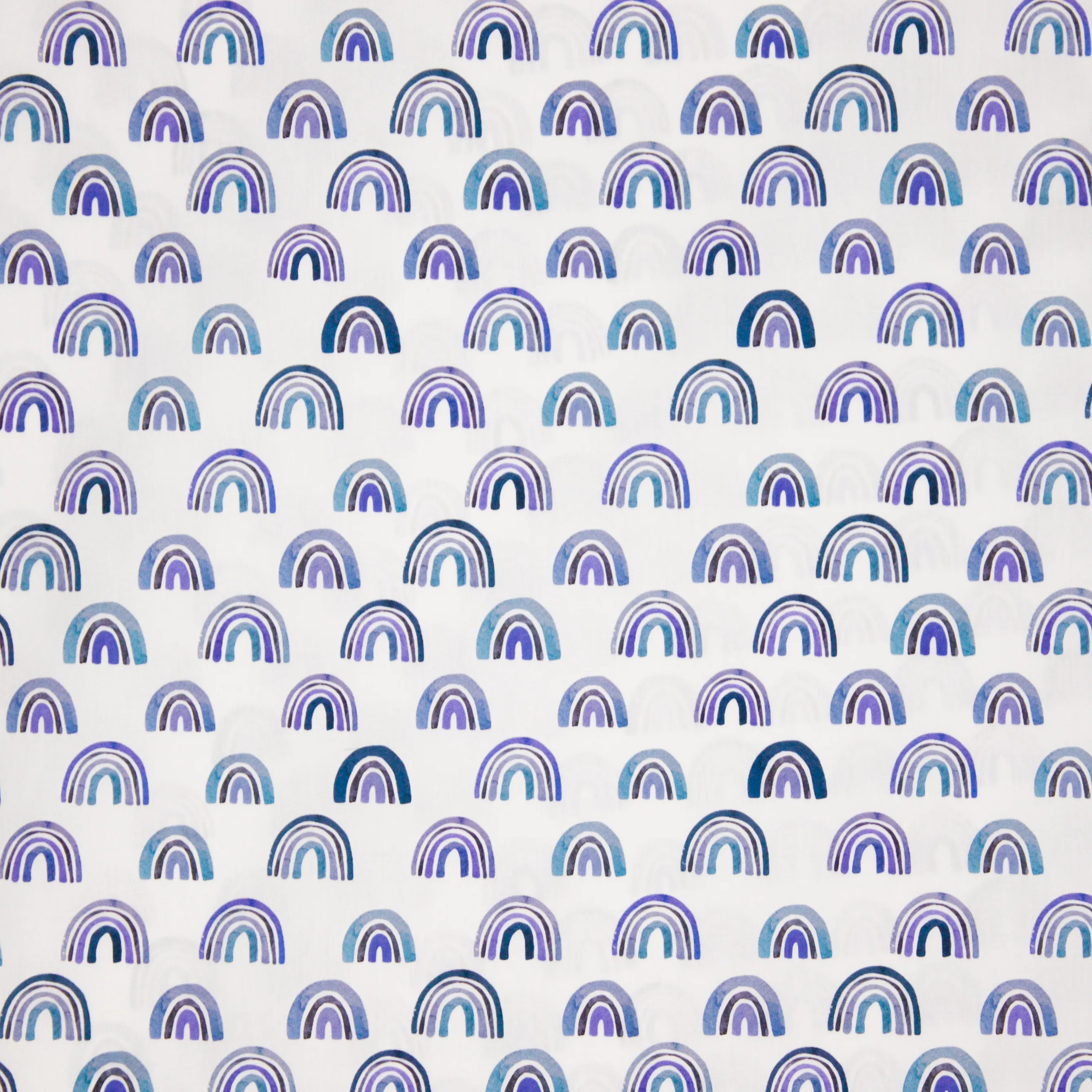 Witte katoen met blauwe regenbogen