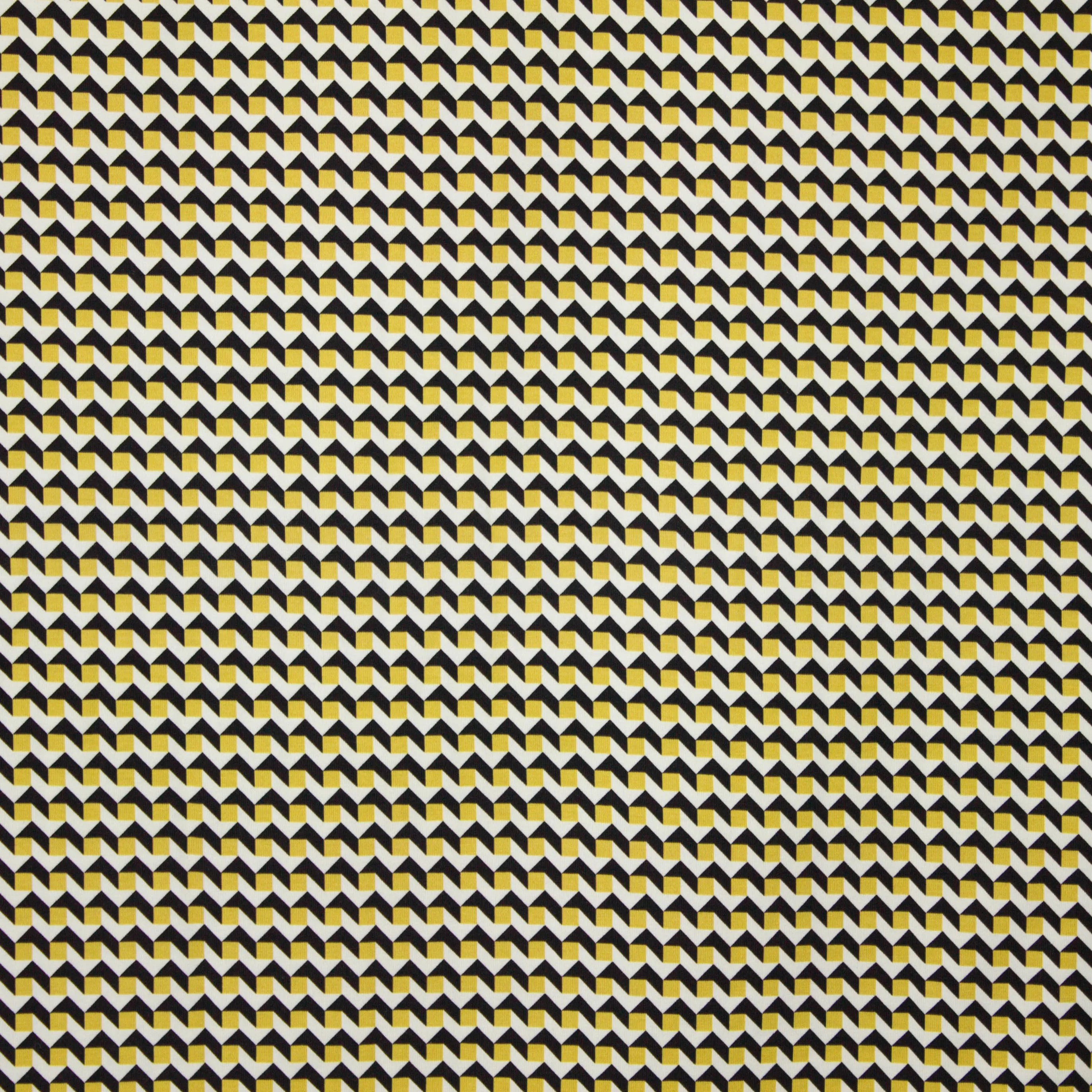 Tricot met geometrisch motief in kakigroen, zwart en ecru - Hamburger Liebe