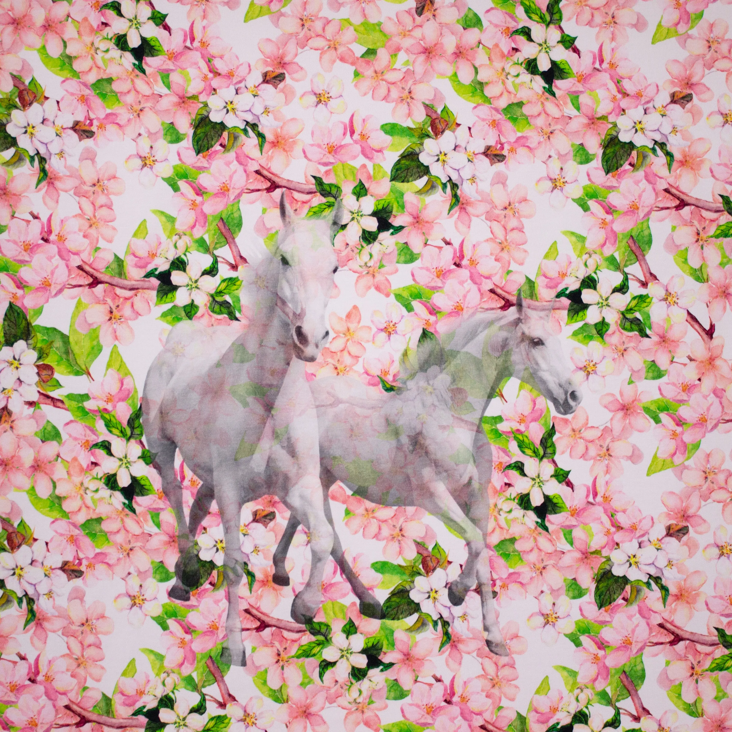 Katoen tricot paneel met paarden - Stenzo