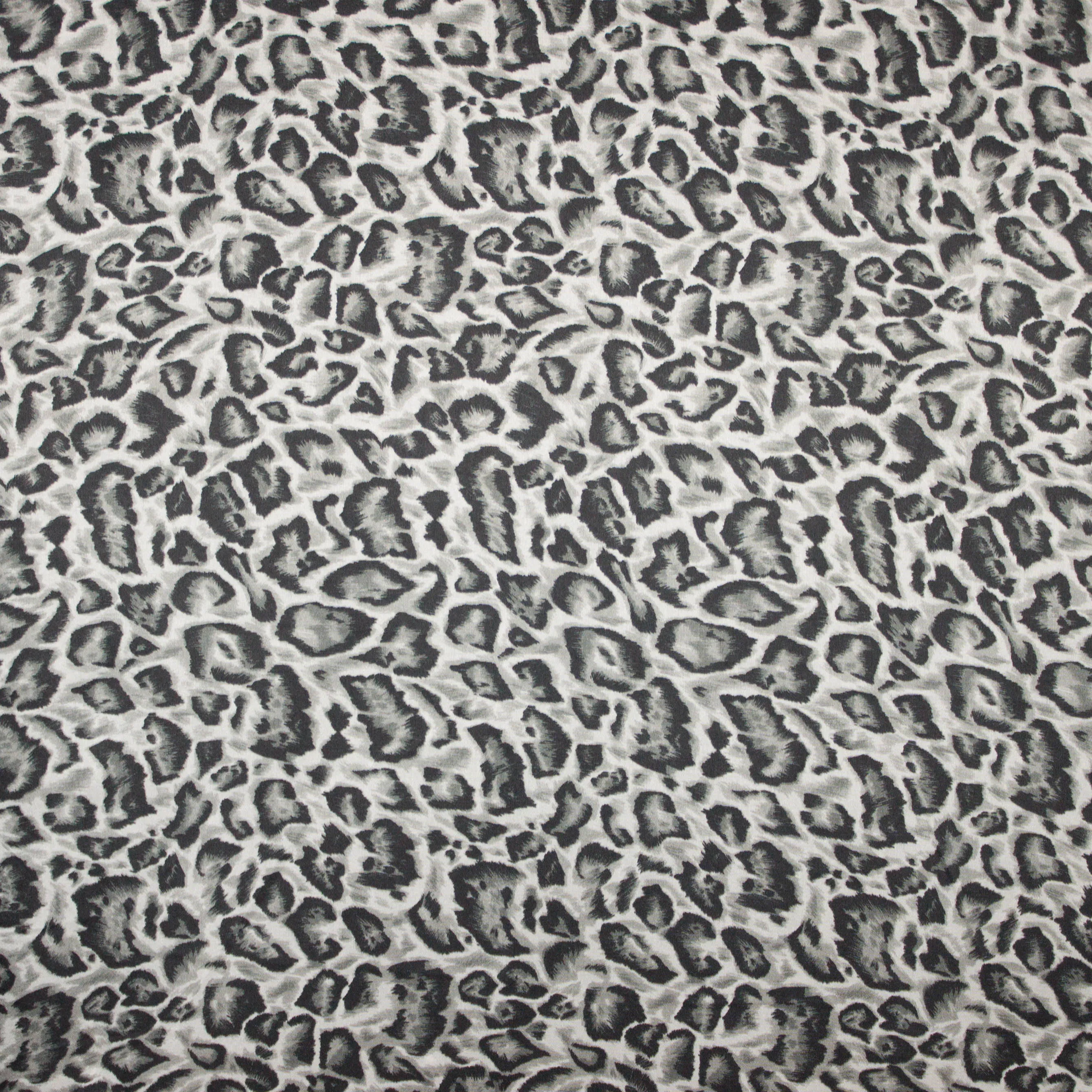 Polyester met luipaardprint in grijs, zwart en wit