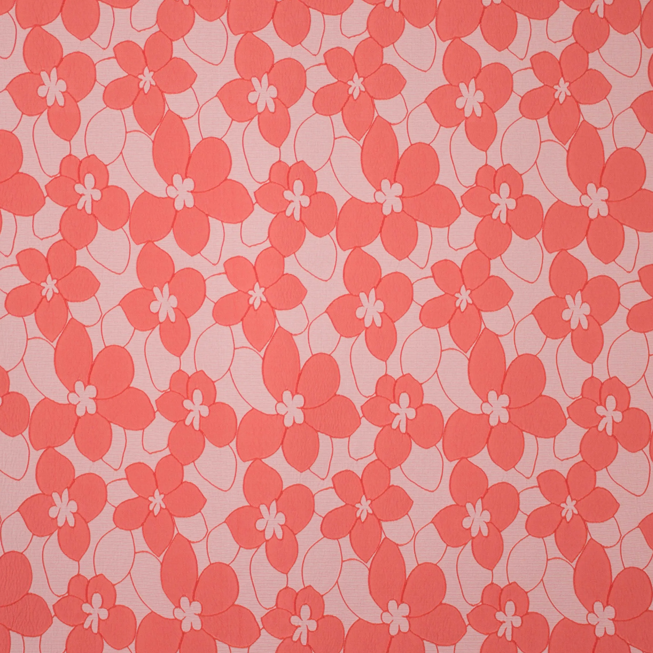 Polyester jacquard met zalmroze bloemen