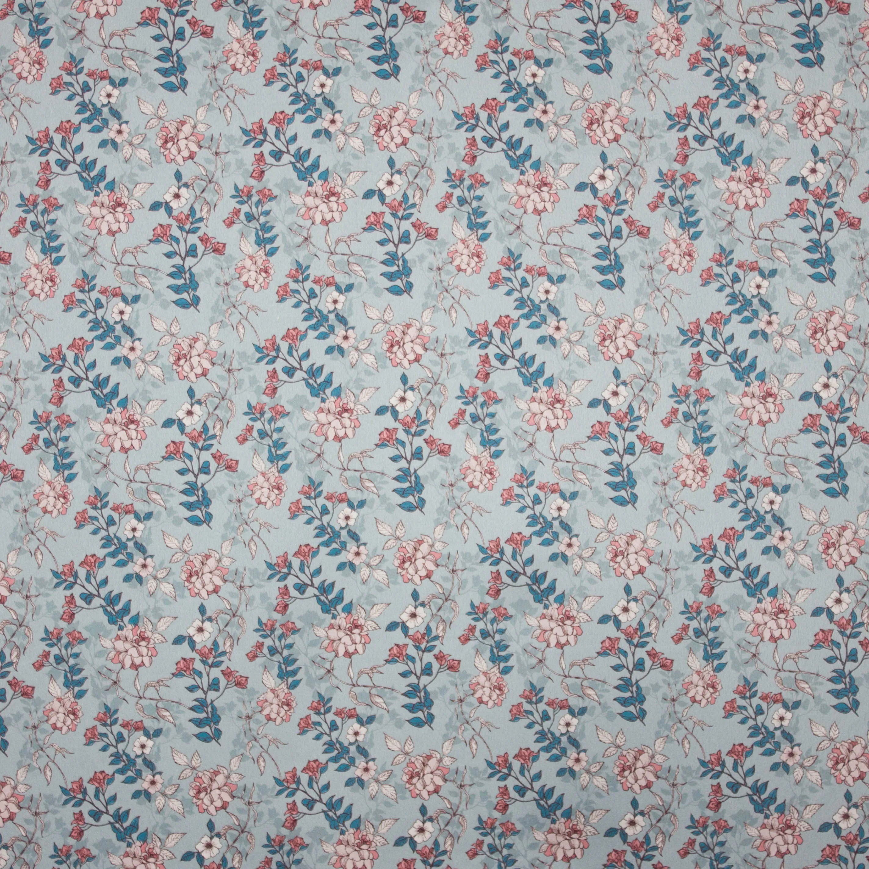 Muntkleurige polyester met fijn bloemen en bladeren motief