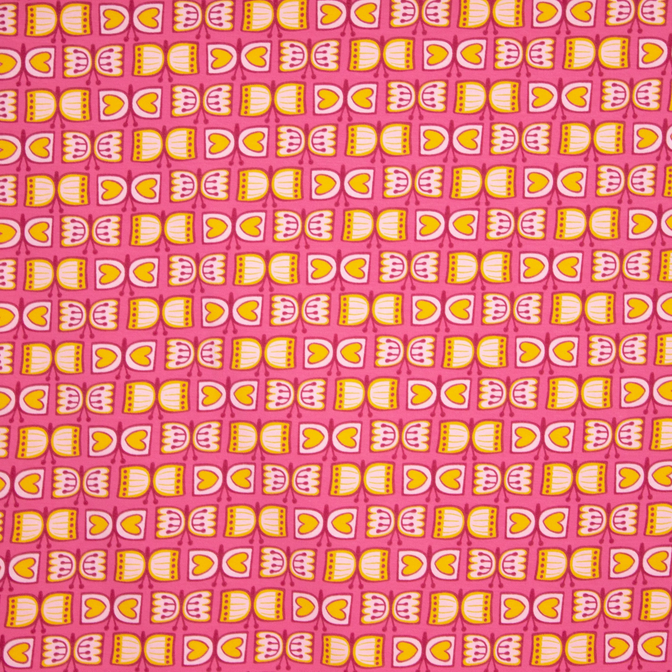 Katoentricot roze met vlinders