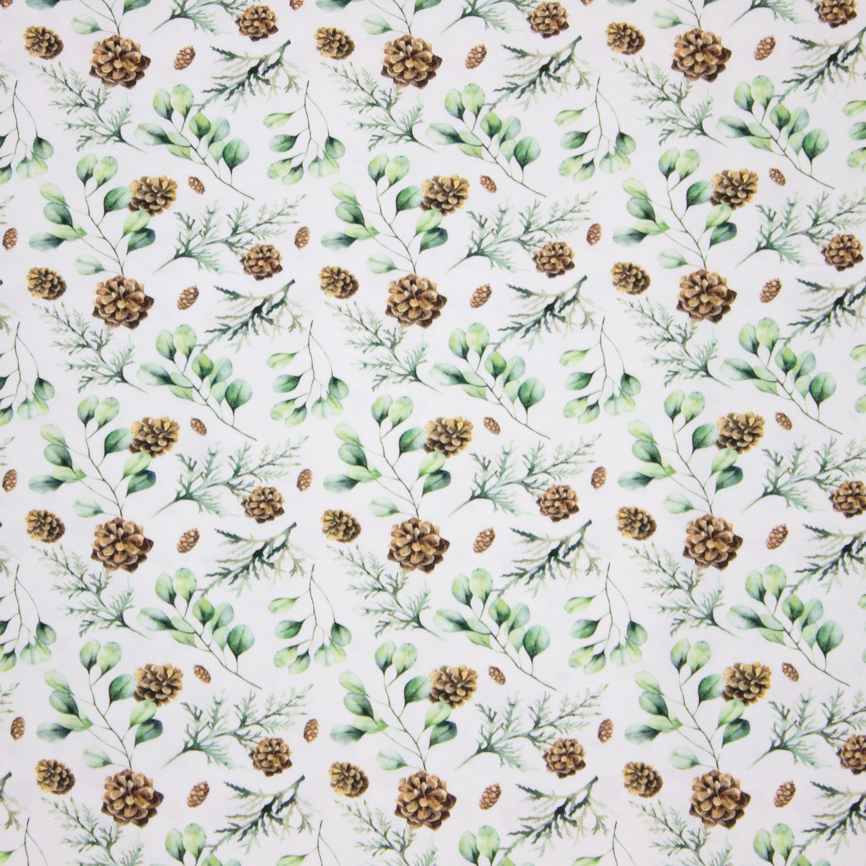Witte Tricot met Blaadjes en Dennenappels