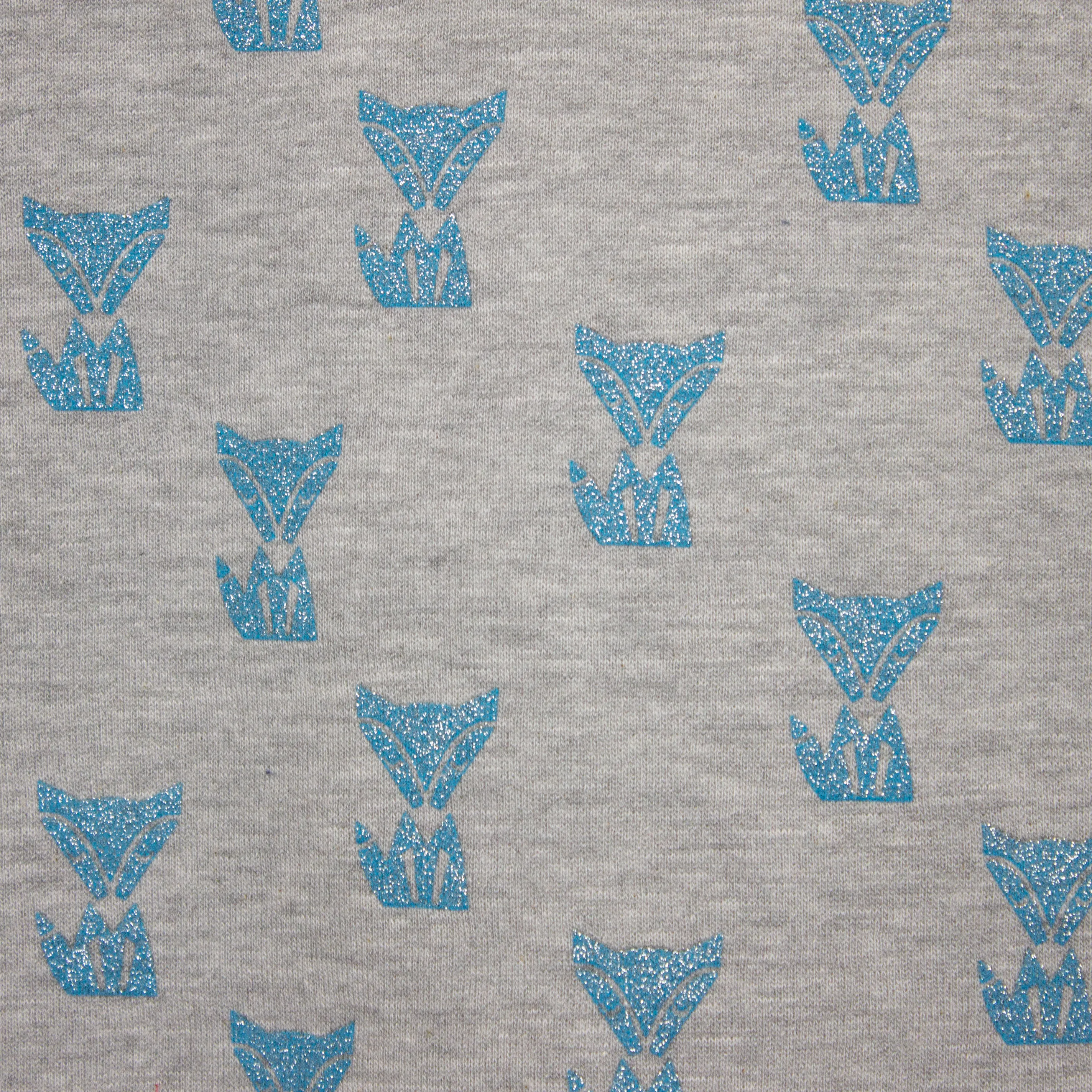 Grijze french terry sweater met glinsterende vosjes - Poppy