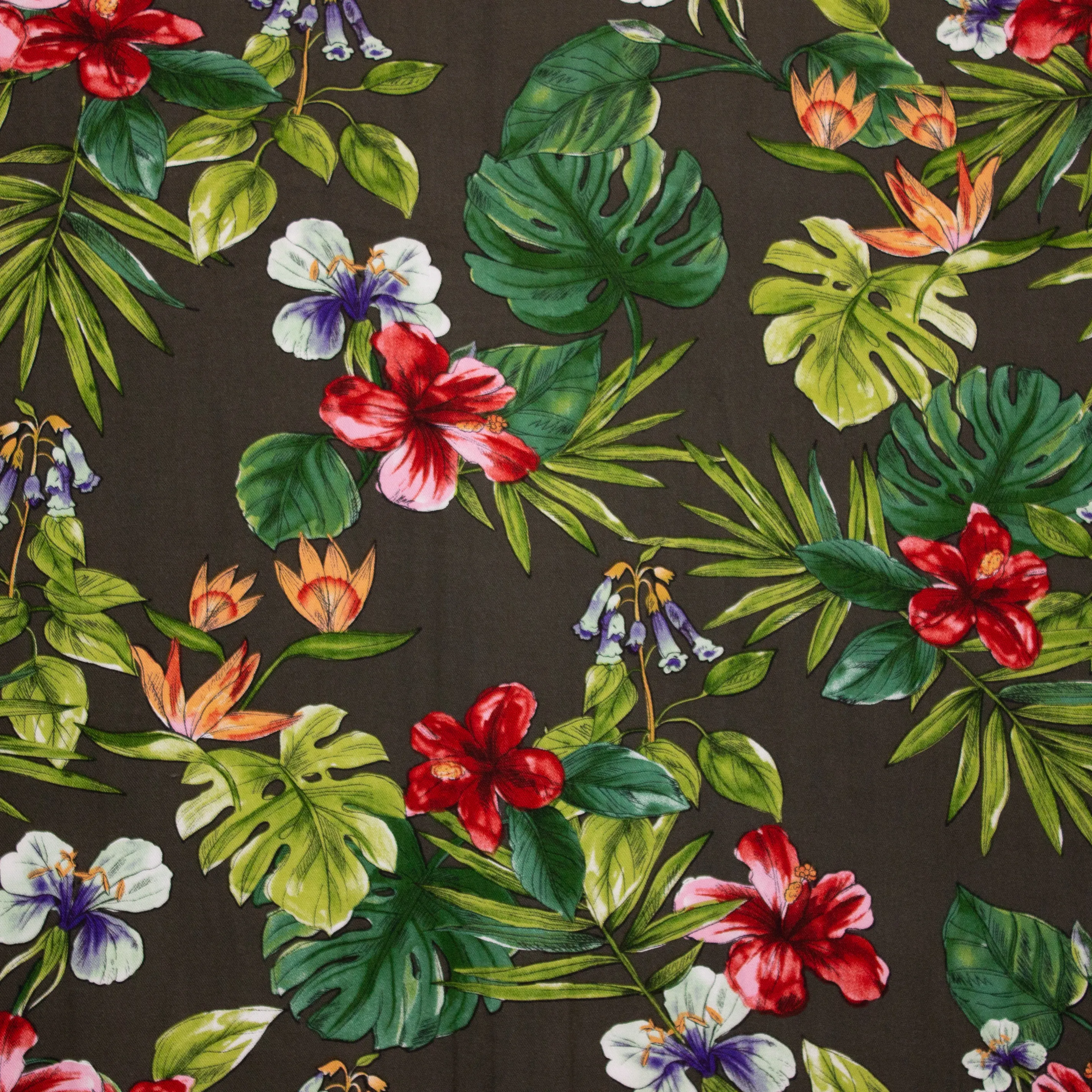 Zwarte viscose met veelkleurige bloemen - Stitched by You
