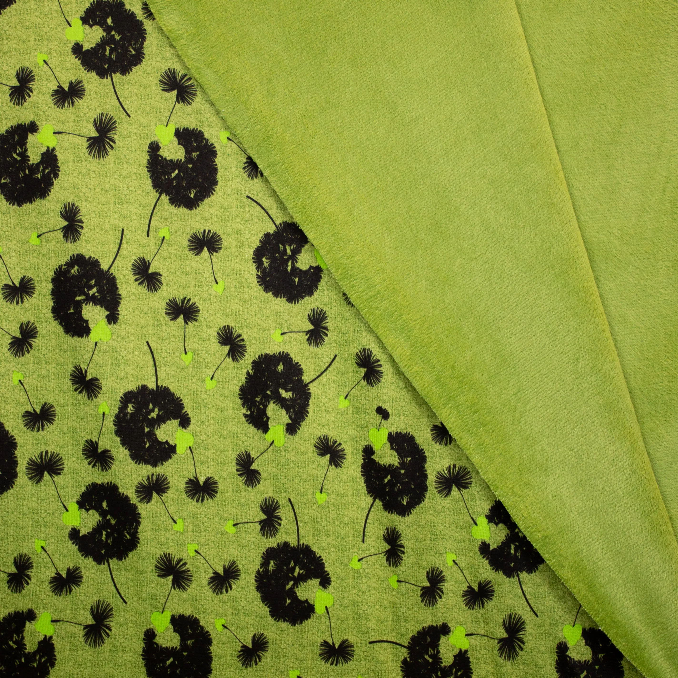 Groene Sweaterstof met Bloemen en Zachte Achterkant