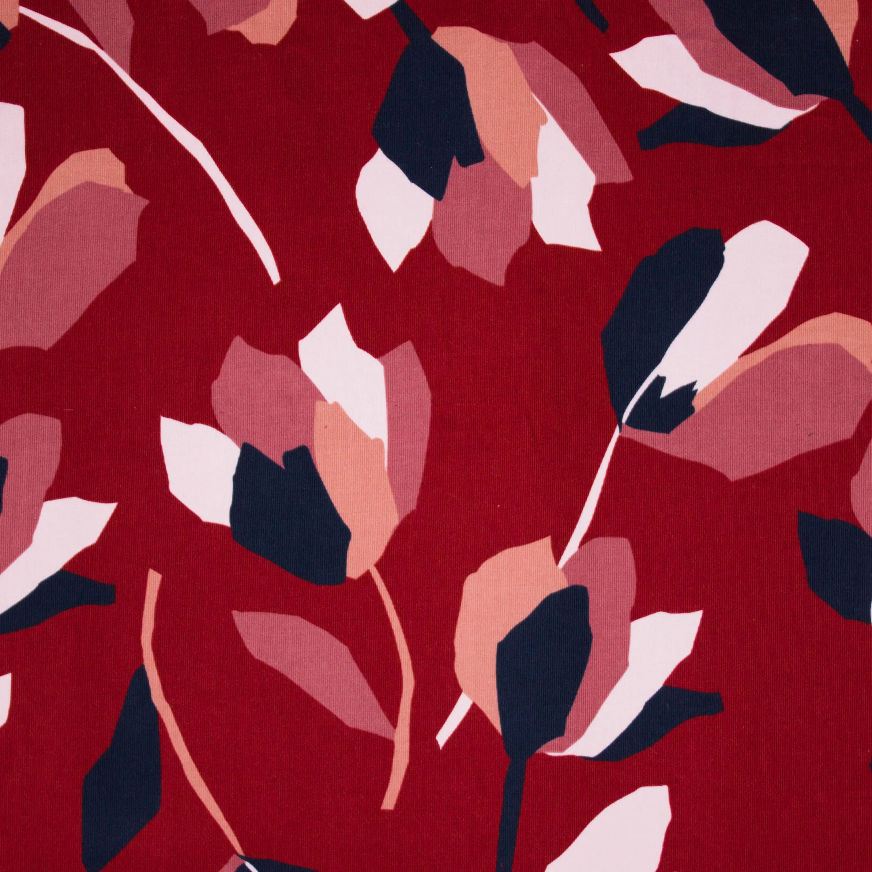 Bordeaux fijne ribfluweel met bloemen - Milliblu's
