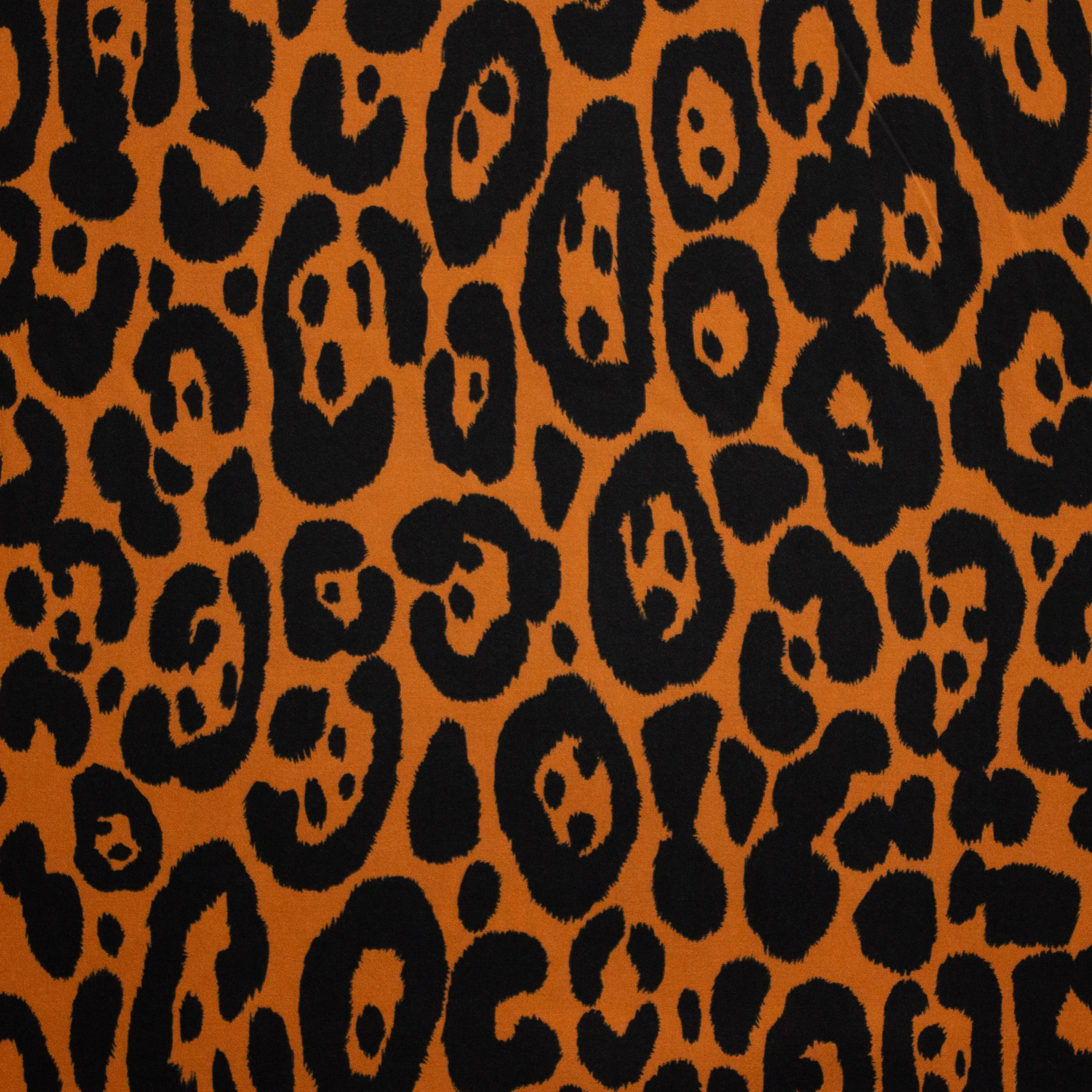 Oranje/bruine viscose met luipaardprint