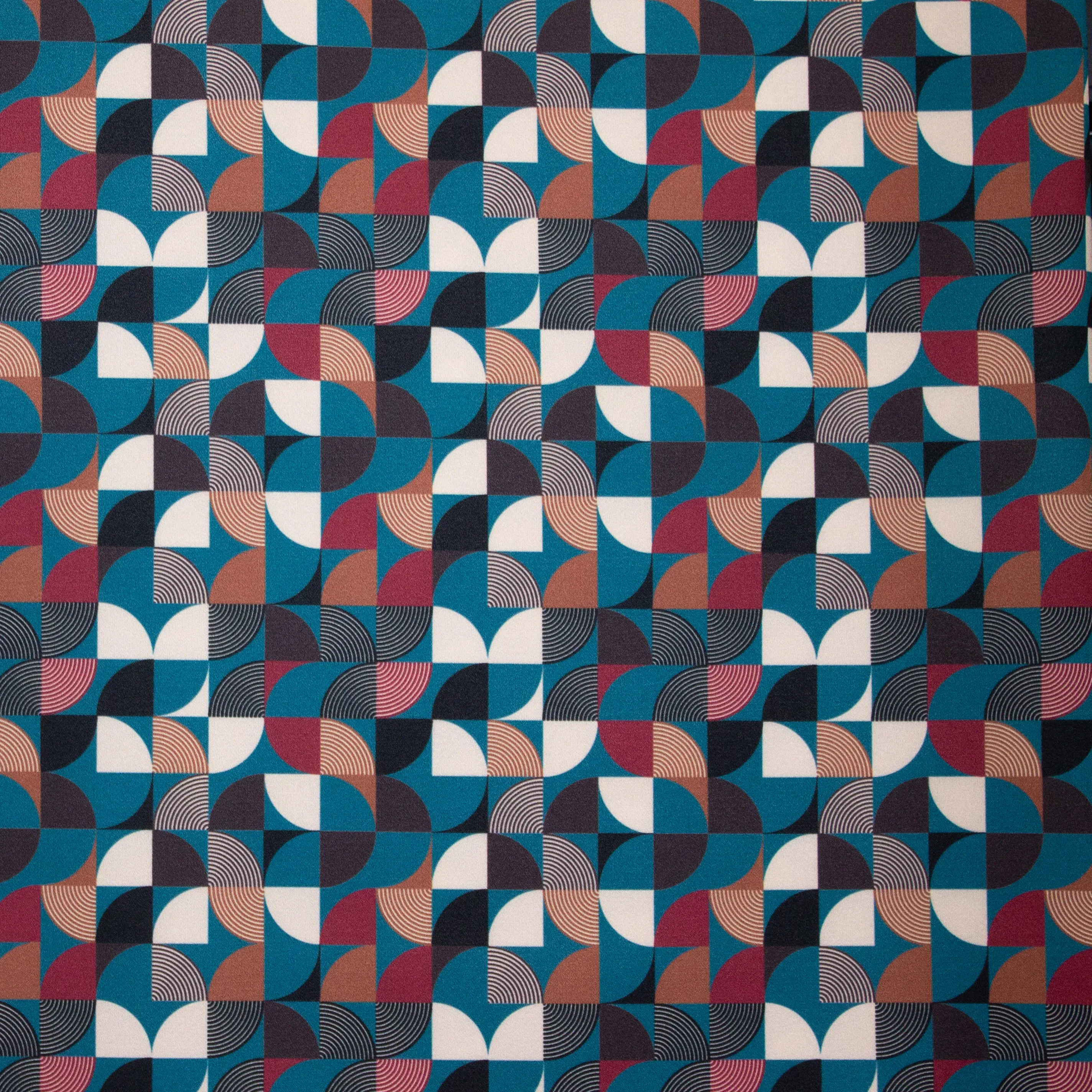 Blauwgroene Polyester met Boogpatroon