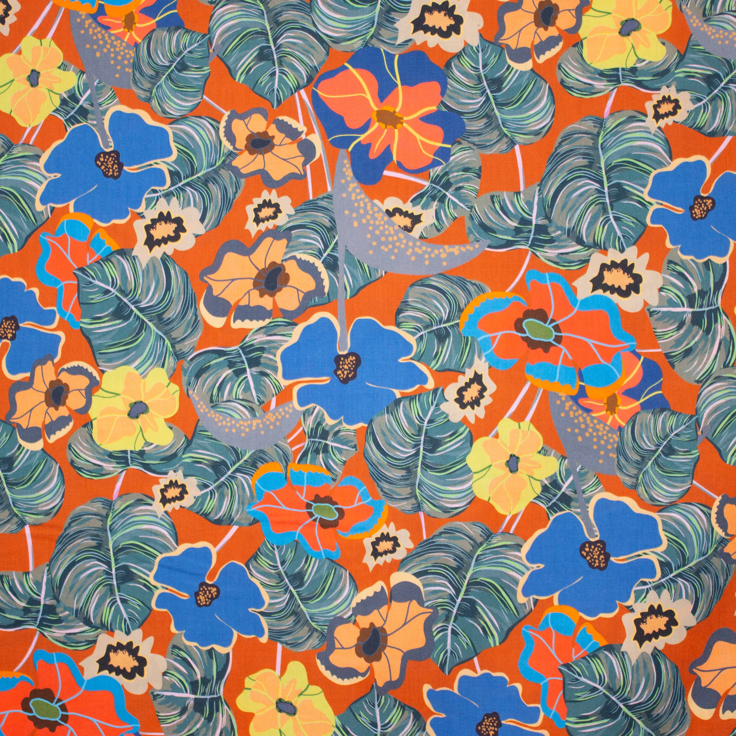 Oranje Polyester met Bloemen - La Maison Victor