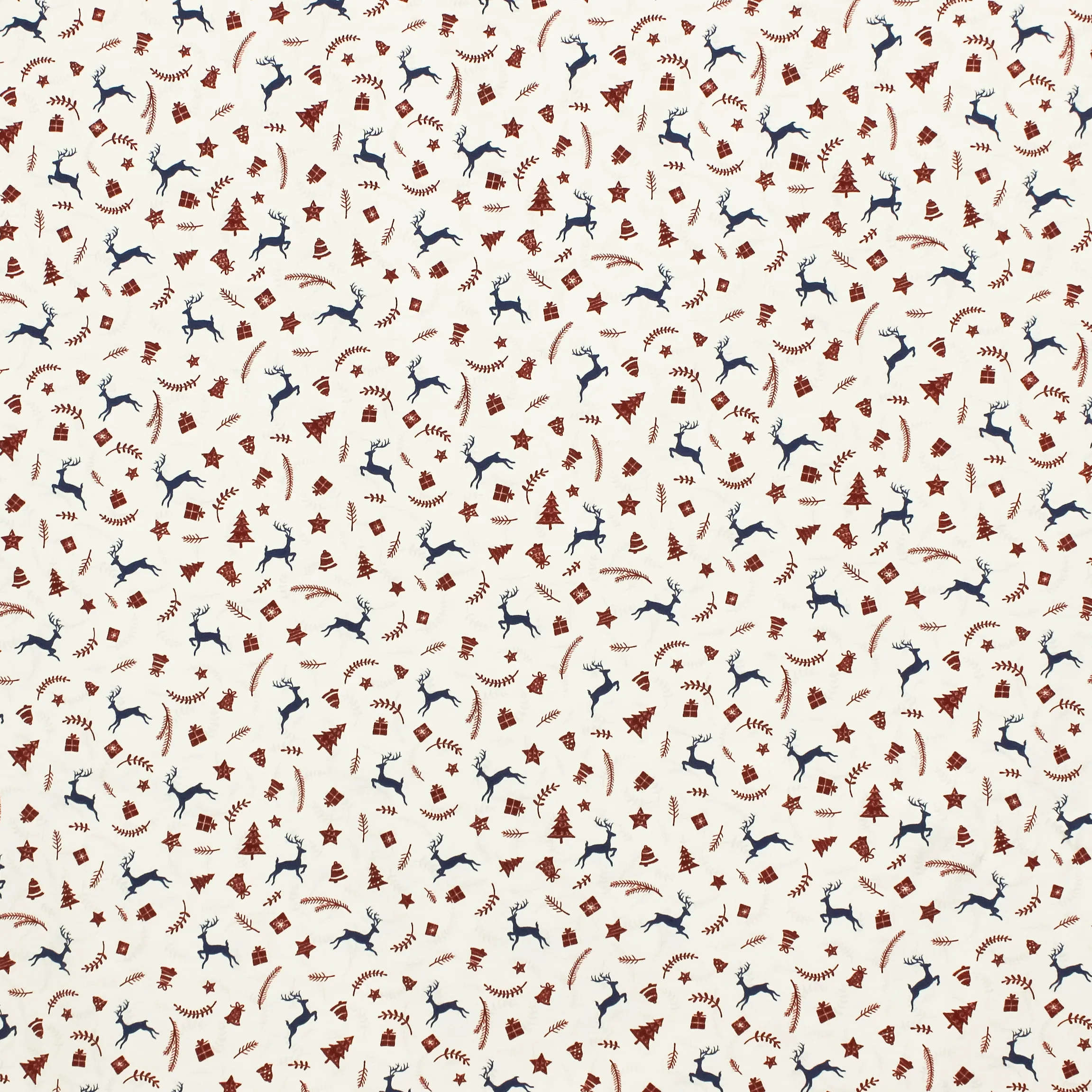 Witte tricot met kerstmotief in blauw en bordeaux