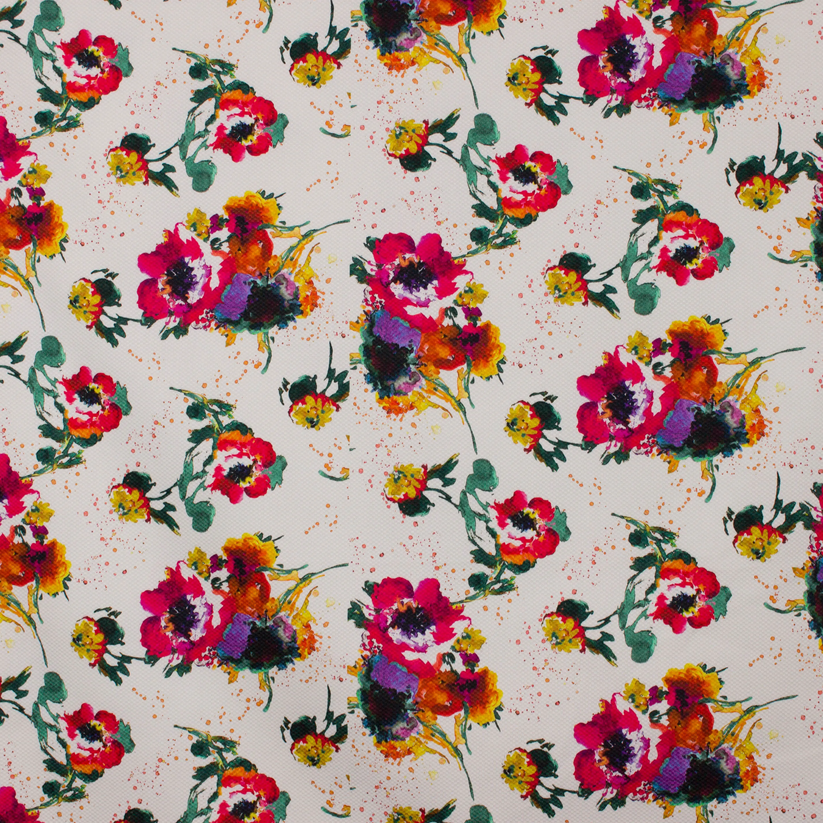 Italiaanse witte piqué katoen met multicolor bloemen - Alta Moda