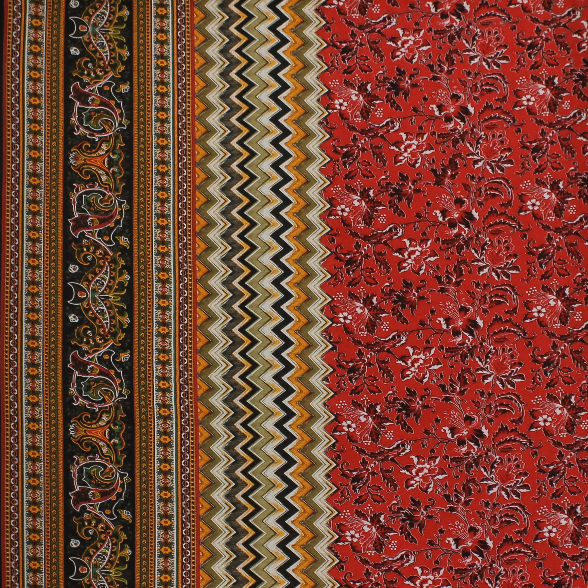 Viscose met Oosters / paisley patroon in rode / bruine tinten