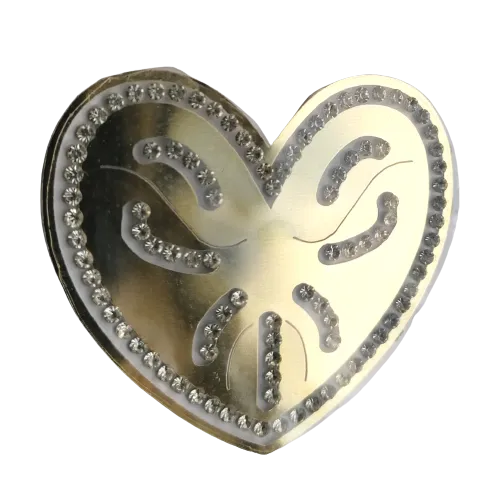 Applicatie - gouden metaal look hart met strass steentjes - 5,5 x 5 cm
