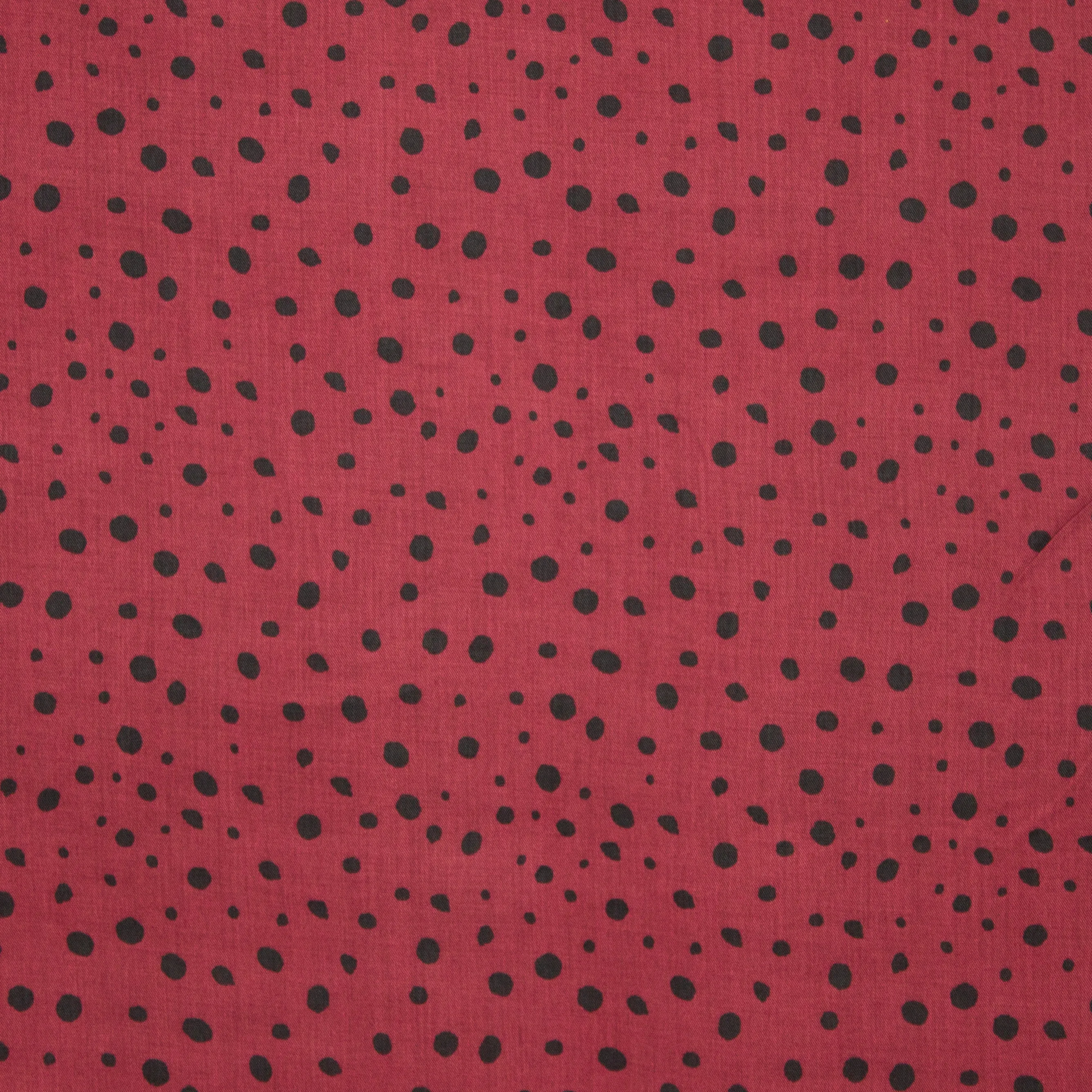 Tencel bordeaux met zwarte stippen
