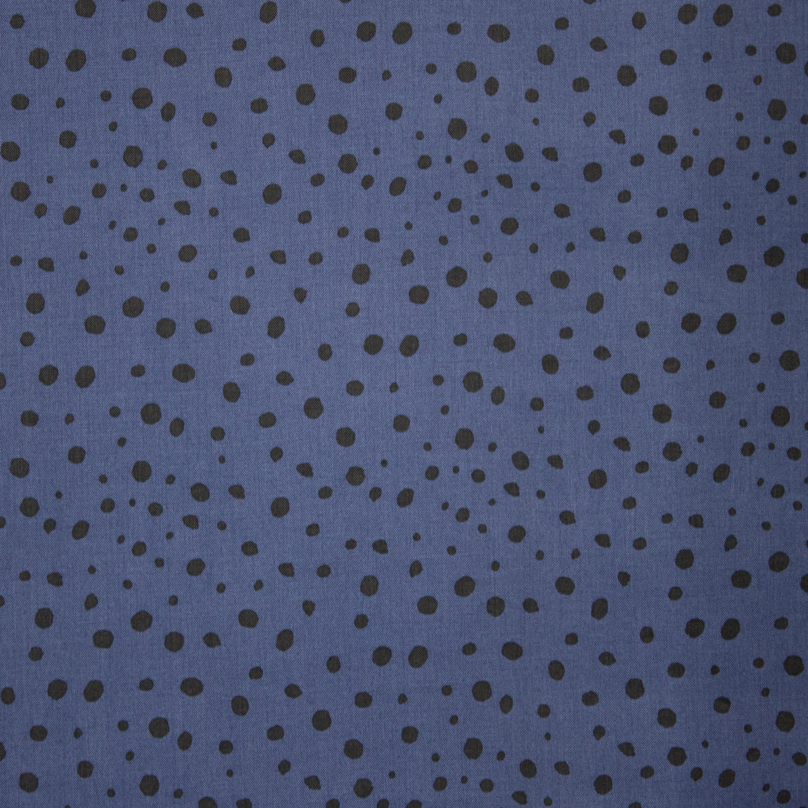 Tencel blauw met zwarte stippen